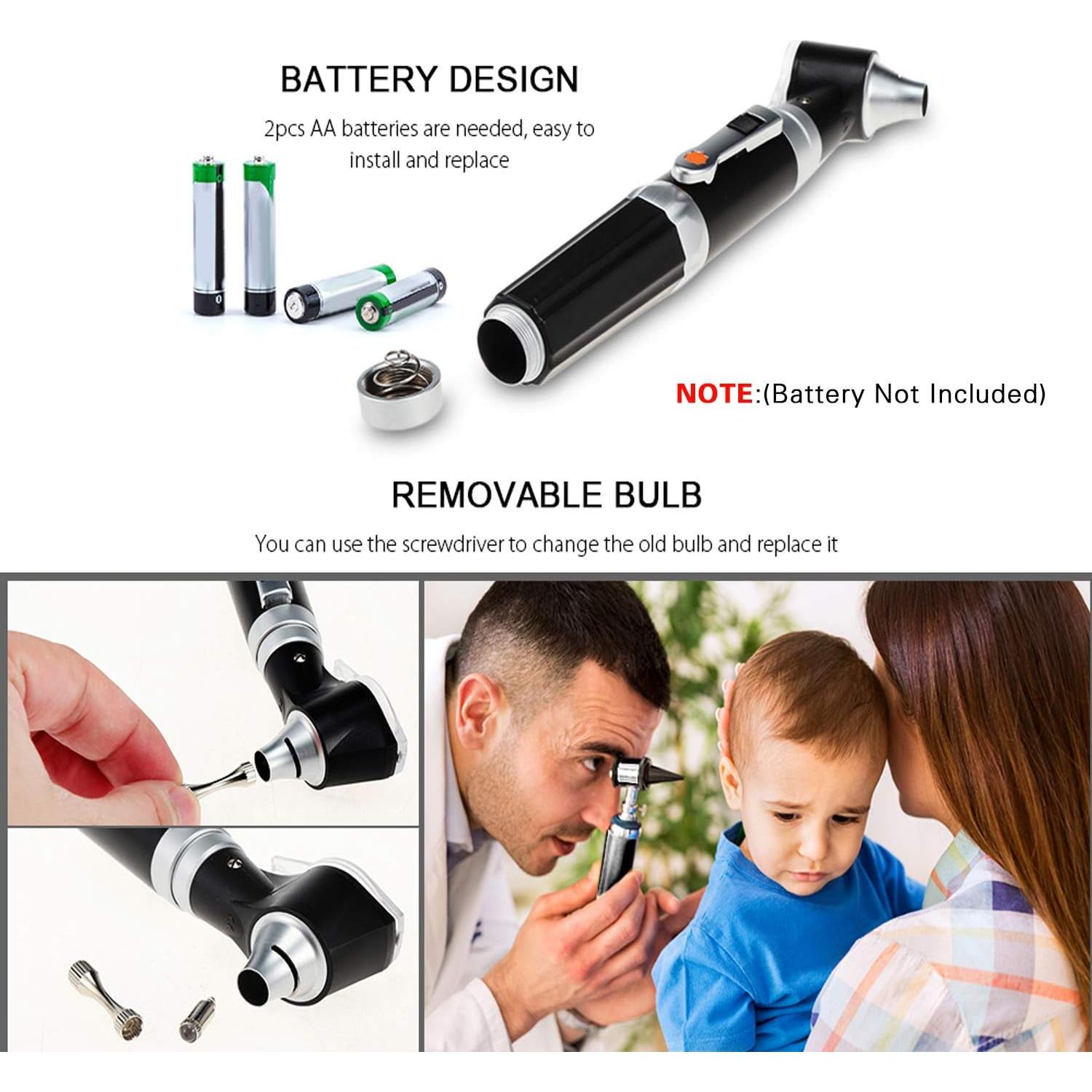 Kit de Otoscopio Jeebel Camp con LED 3X y 4 Puntas