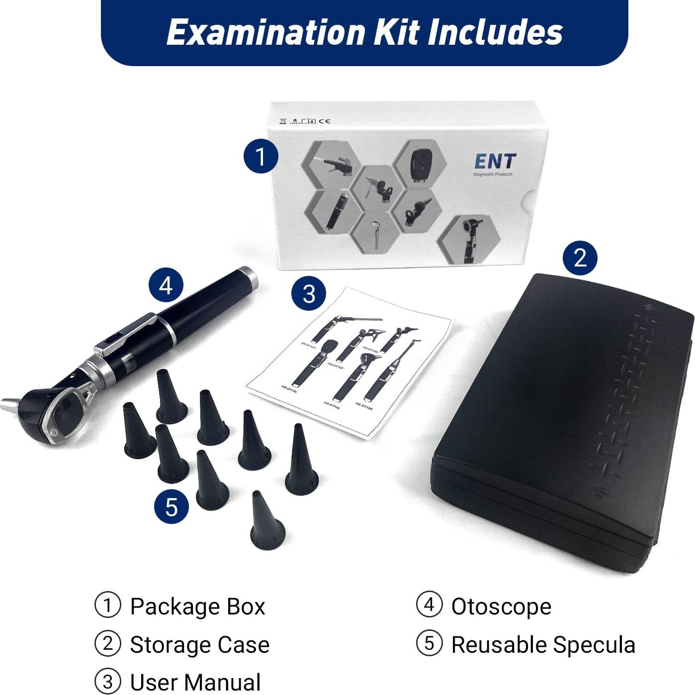 Otoscopio HONSUN LCD 2ª Generación con Luz LED - Negro