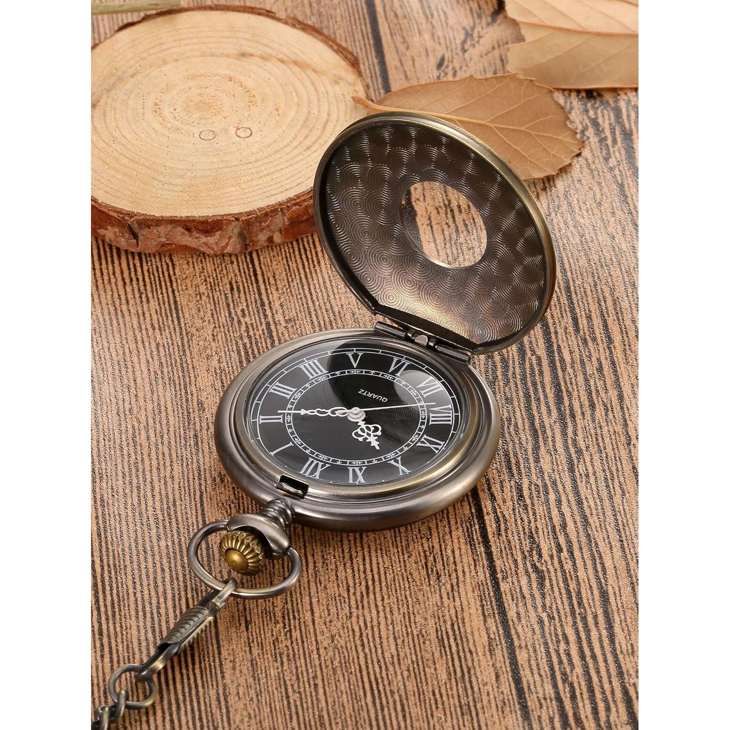 Reloj de bolsillo vintage Mudder con cadena y números romanos