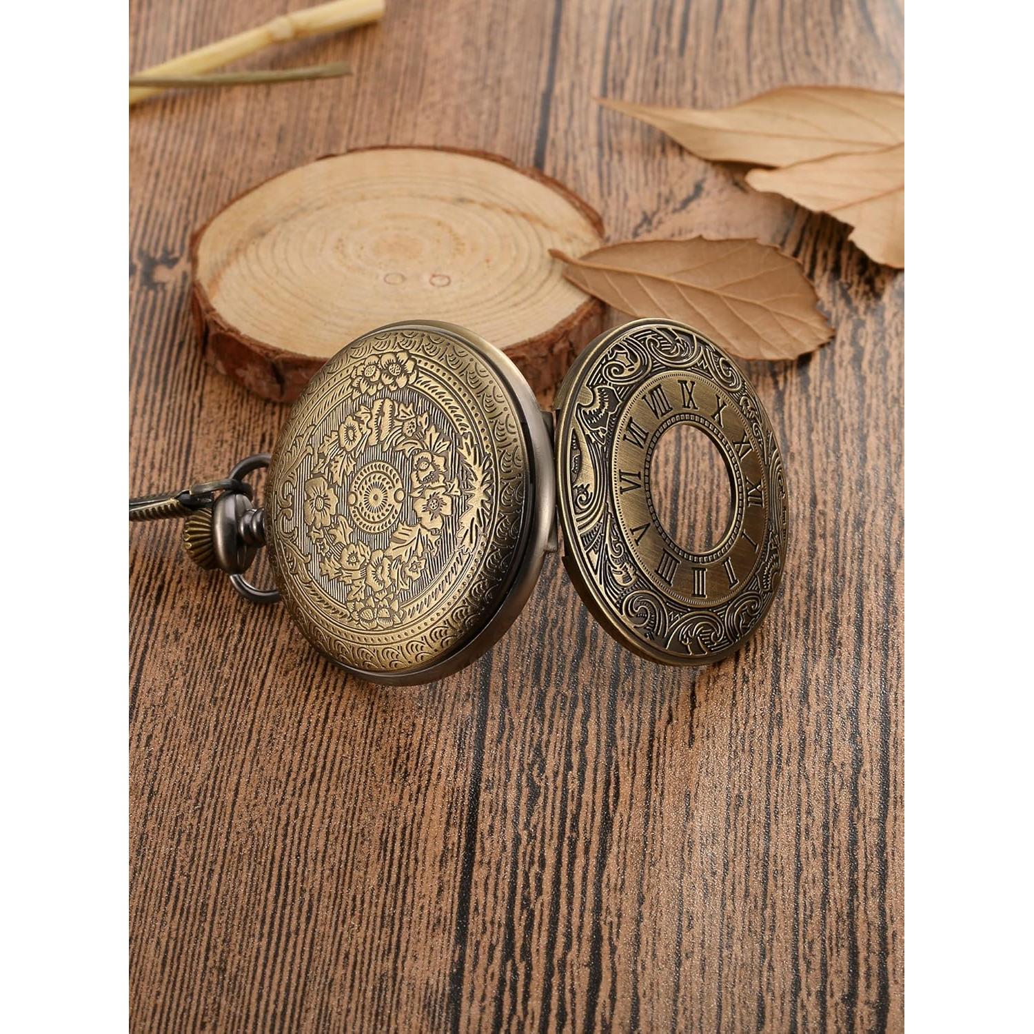 Reloj de bolsillo vintage Mudder con cadena y números romanos