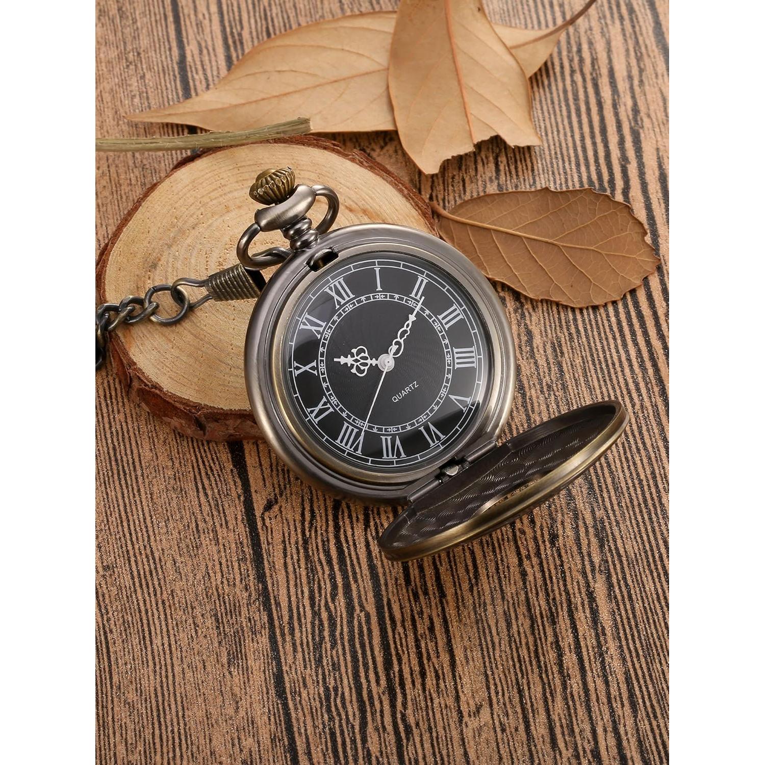 Reloj de bolsillo vintage Mudder con cadena y números romanos
