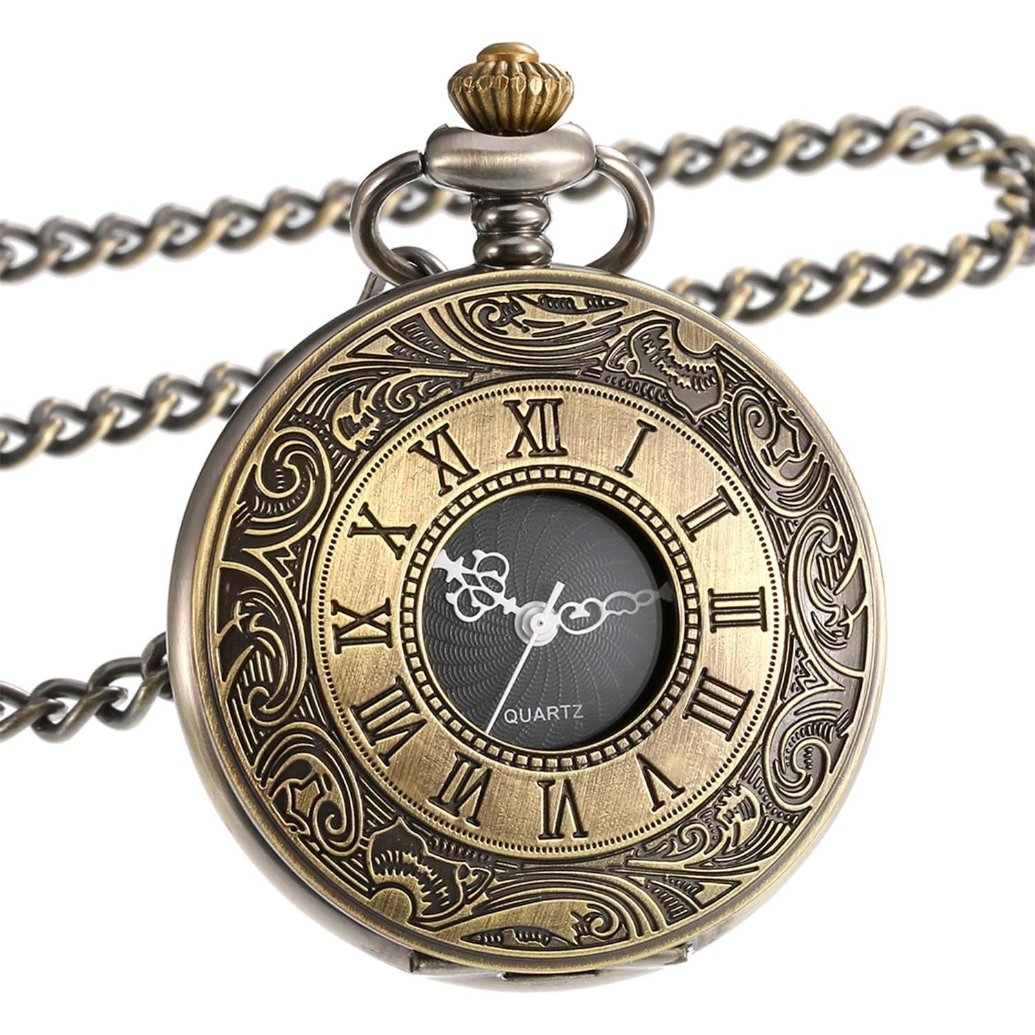 Reloj de bolsillo vintage Mudder con cadena y números romanos