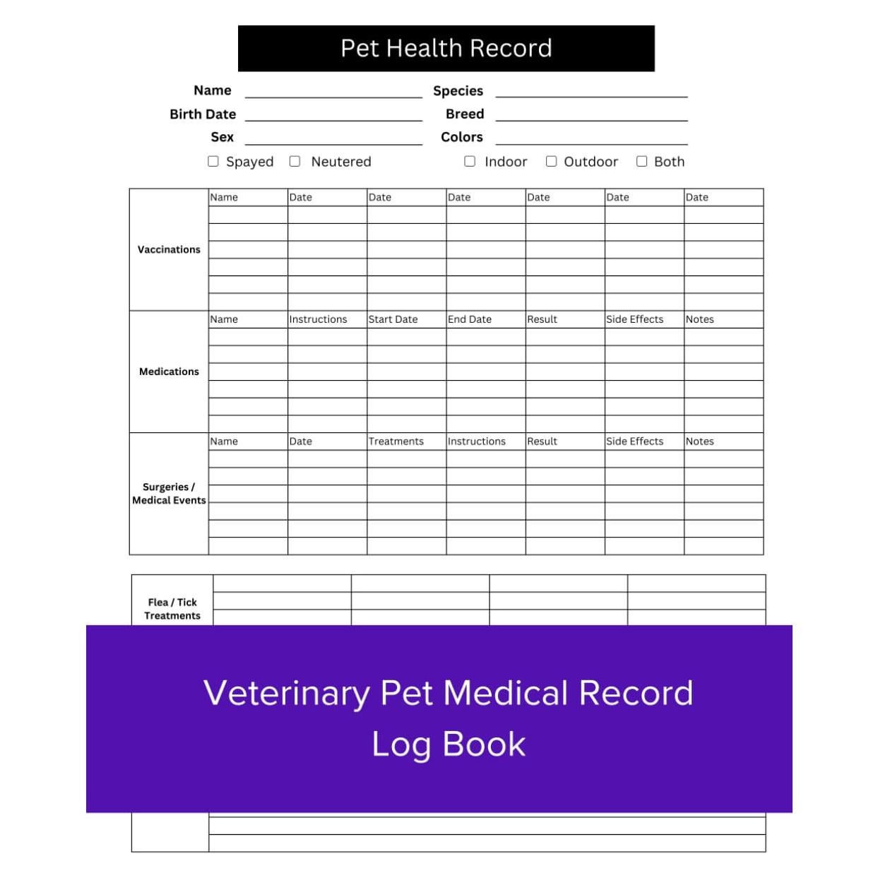 Registro Médico Veterinario para Mascotas 30 Páginas