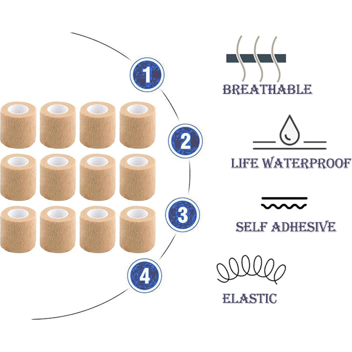Venda Vet Autoadhesiva CIYAGPOOU 5,08 cm x 4,57 m 12 Pzas