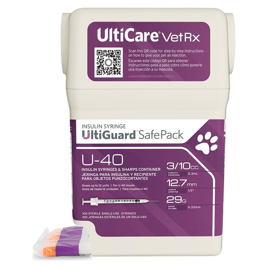 Jeringas de Insulina U-40 UltiCare 100ct para Mascotas