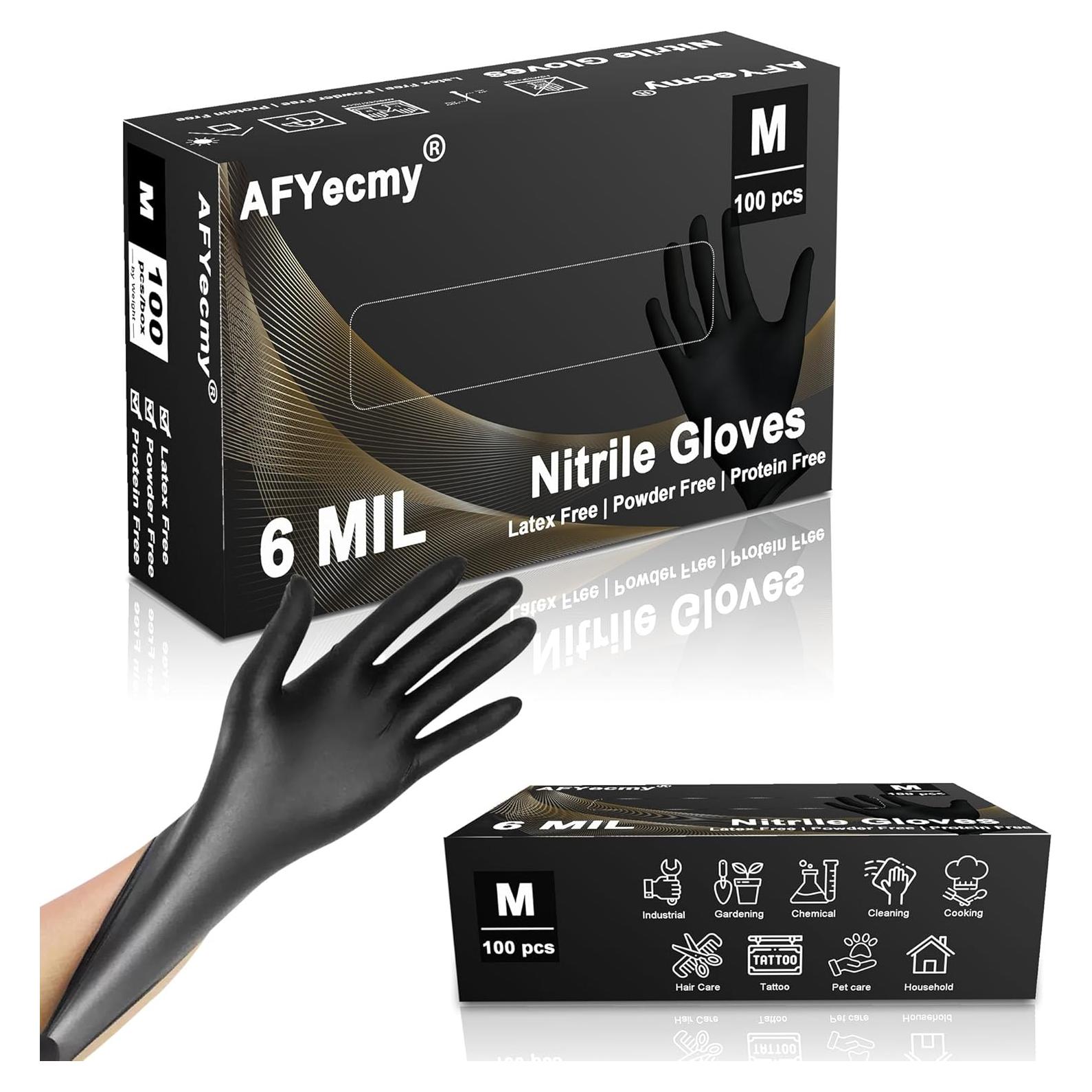 Guantes de Nitrilo Negros 100 Pcs Sin Polvo Antideslizantes