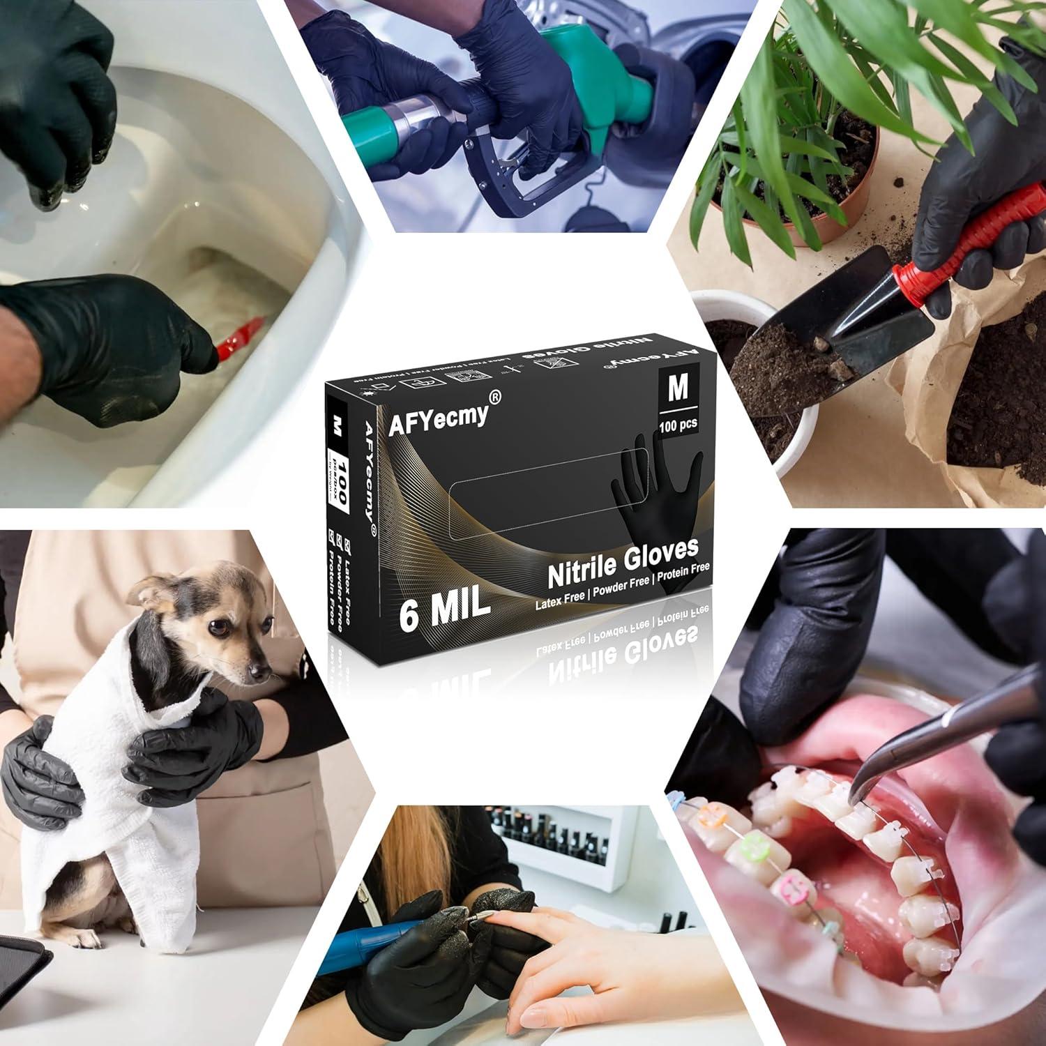 Guantes de Nitrilo Negros 100 Pcs Sin Polvo Antideslizantes