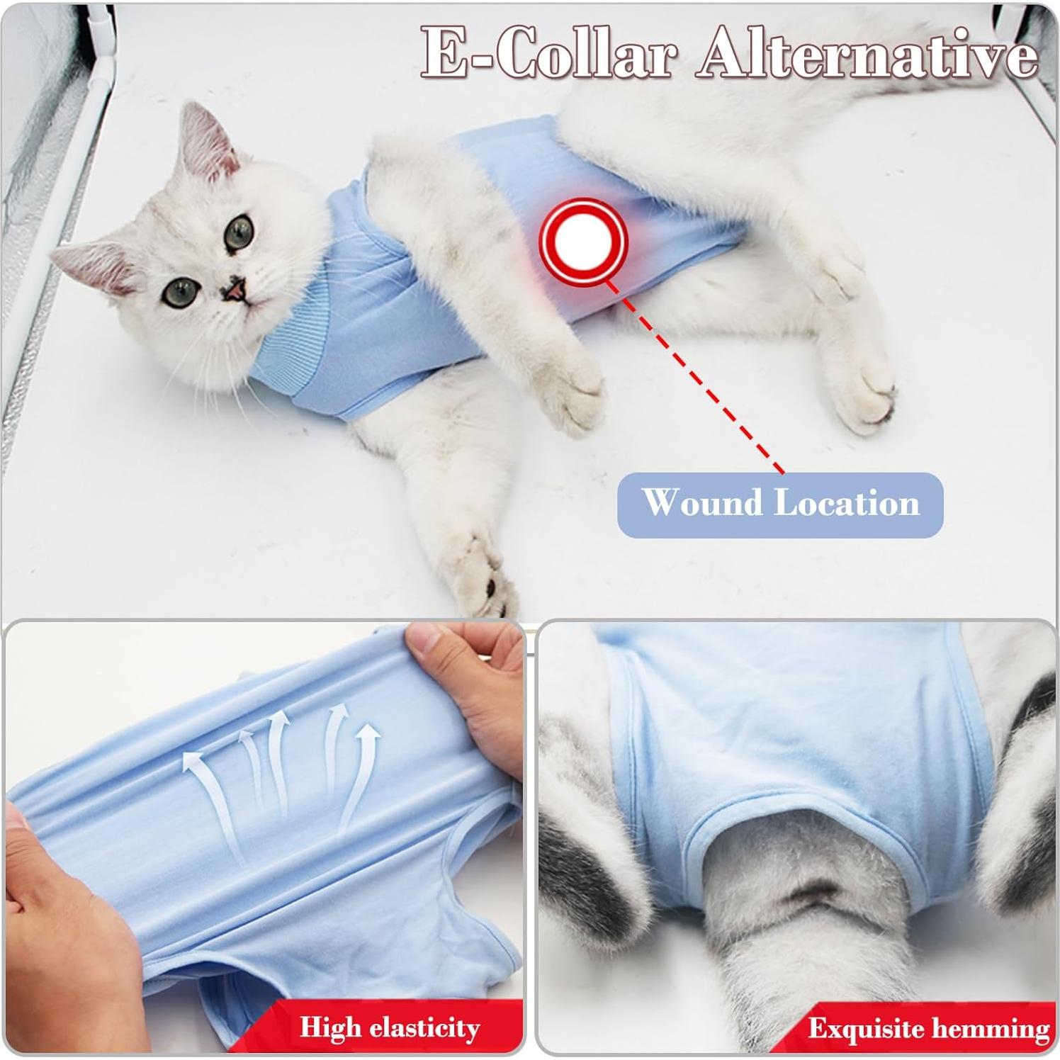 Traje de Recuperación Quirúrgica para Gatos Kodervo Mediano Azul