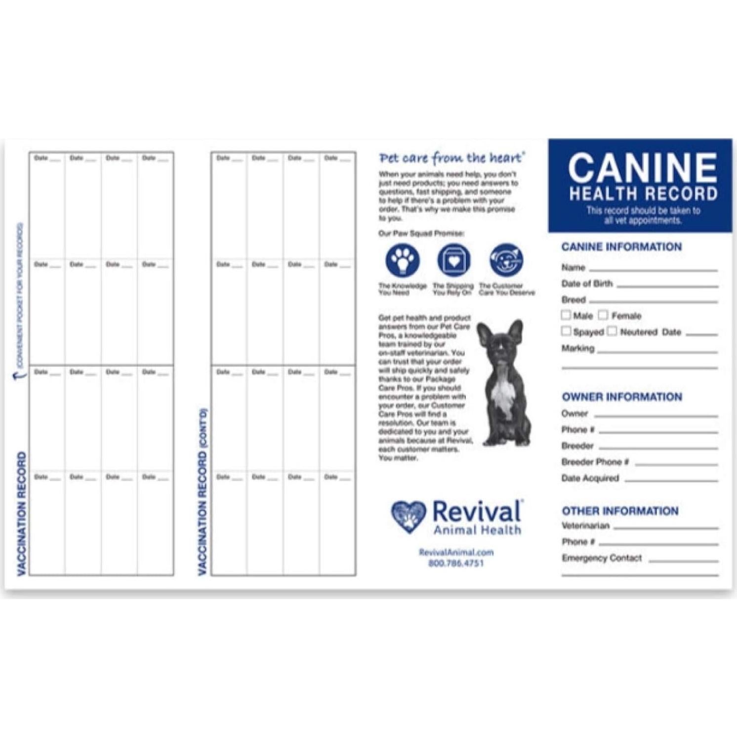 Registros de Salud para Perros Revival Animal Health 25 pk