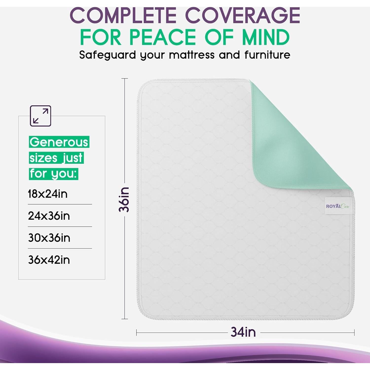 Protectores de cama Royal Care 34x36 cm Paquete de 4