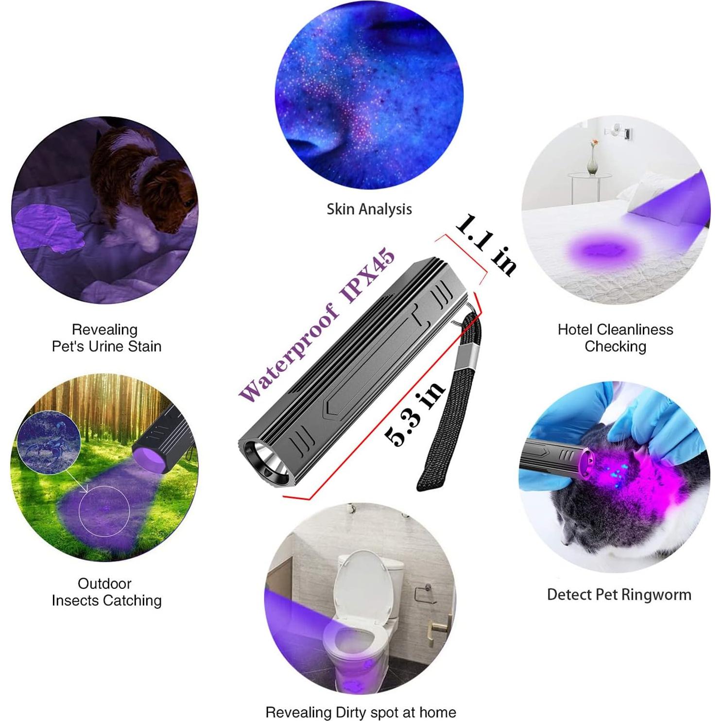 Linterna UV Denlydom 365nm para detección de hongos en gatos