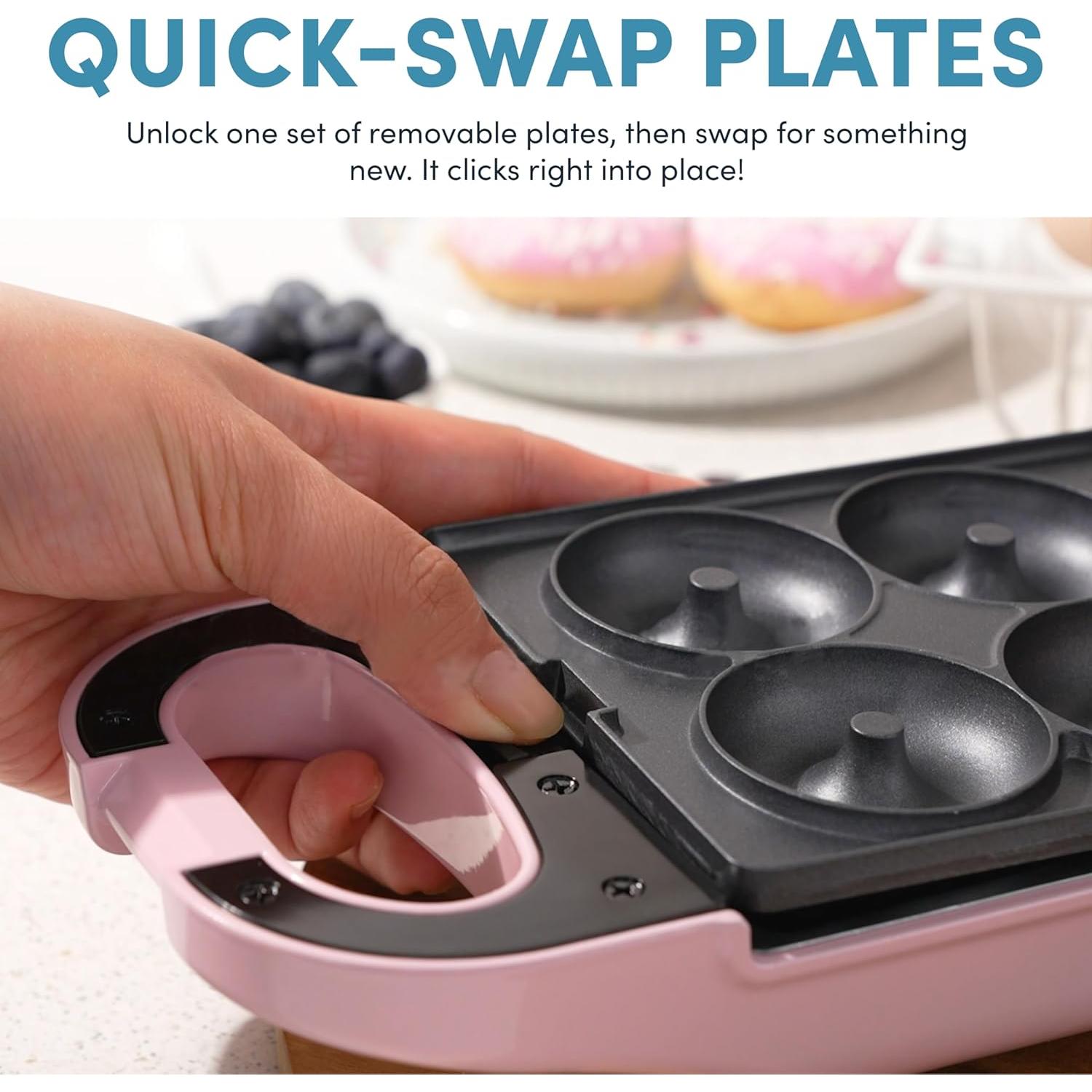 Hacedor de Waffles Aroma AWM-1220P 3 en 1 Rosa Compacto