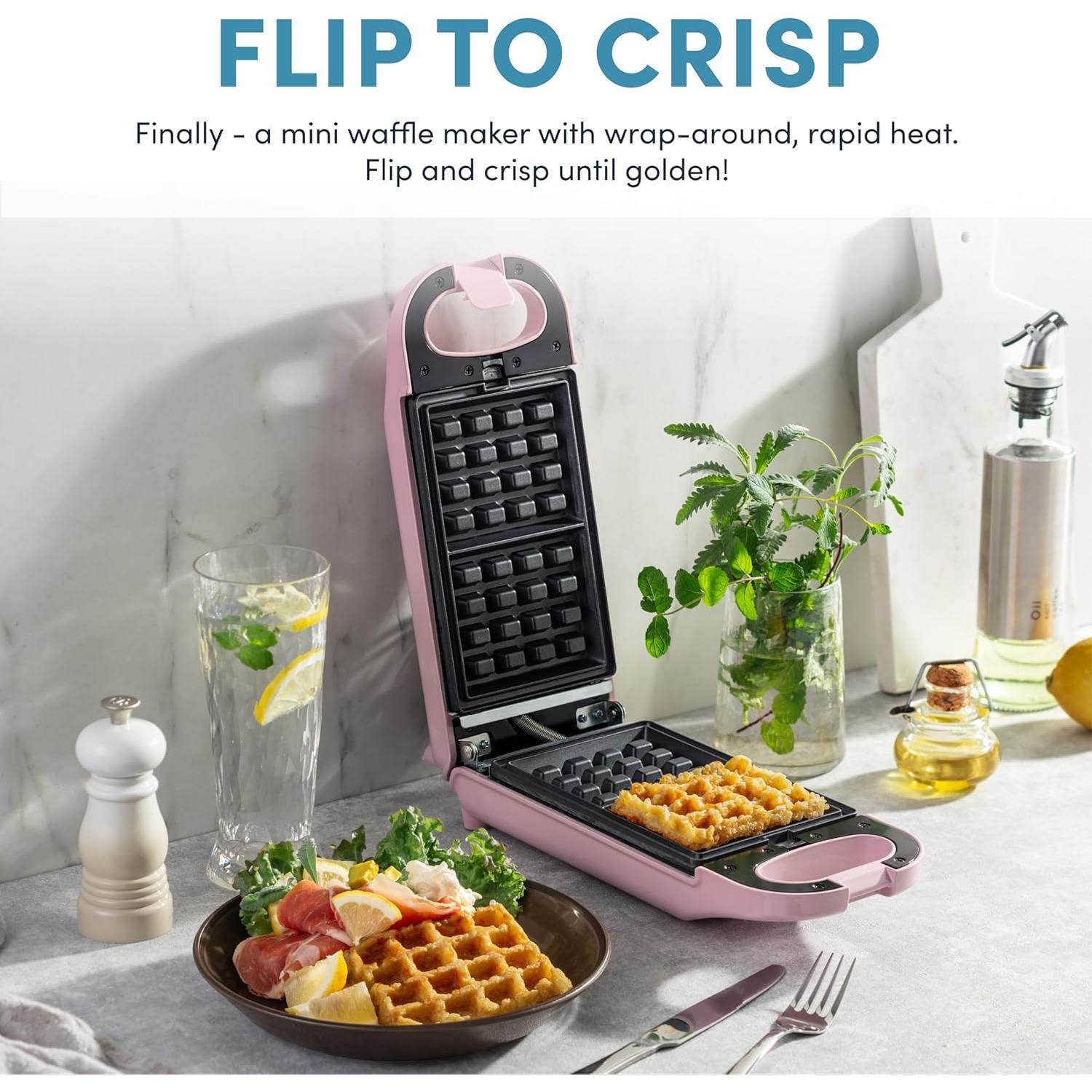 Hacedor de Waffles Aroma AWM-1220P 3 en 1 Rosa Compacto