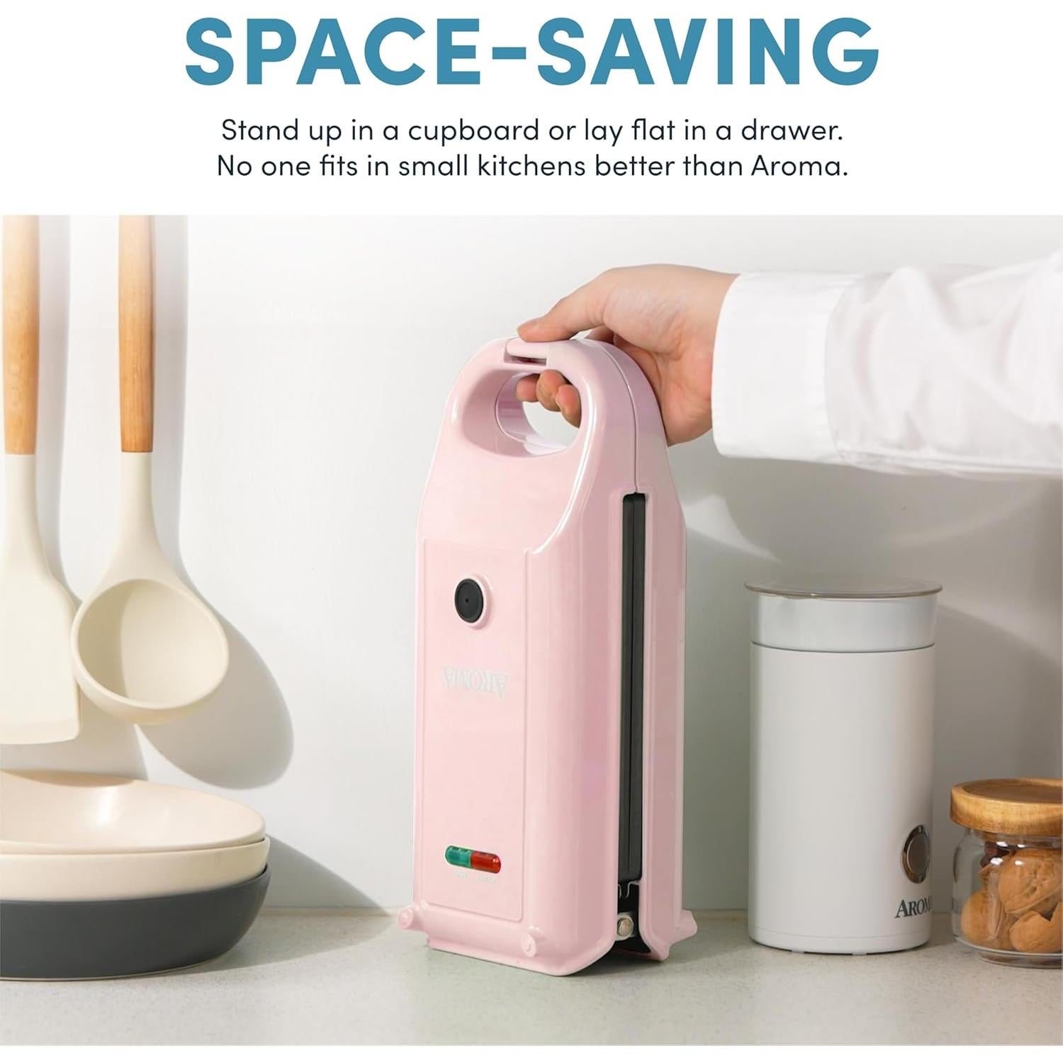 Hacedor de Waffles Aroma AWM-1220P 3 en 1 Rosa Compacto