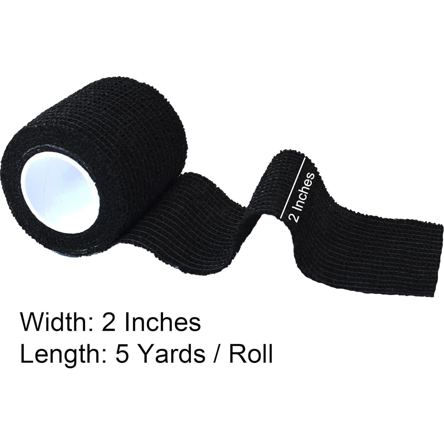 Paquete de 15 Rollos de Venda Cohesiva 5,08 cm x 4,57 m Negro