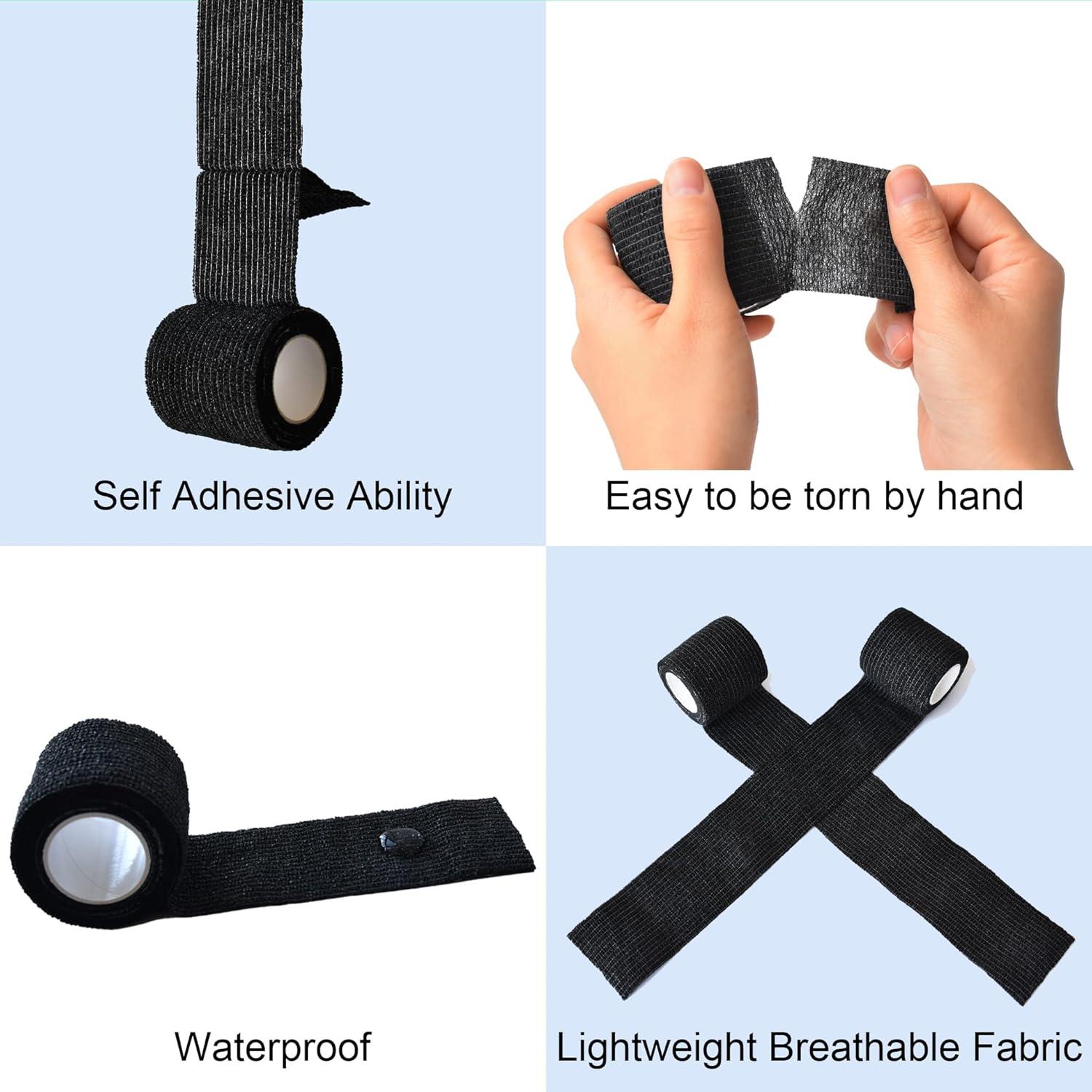 Paquete de 15 Rollos de Venda Cohesiva 5,08 cm x 4,57 m Negro