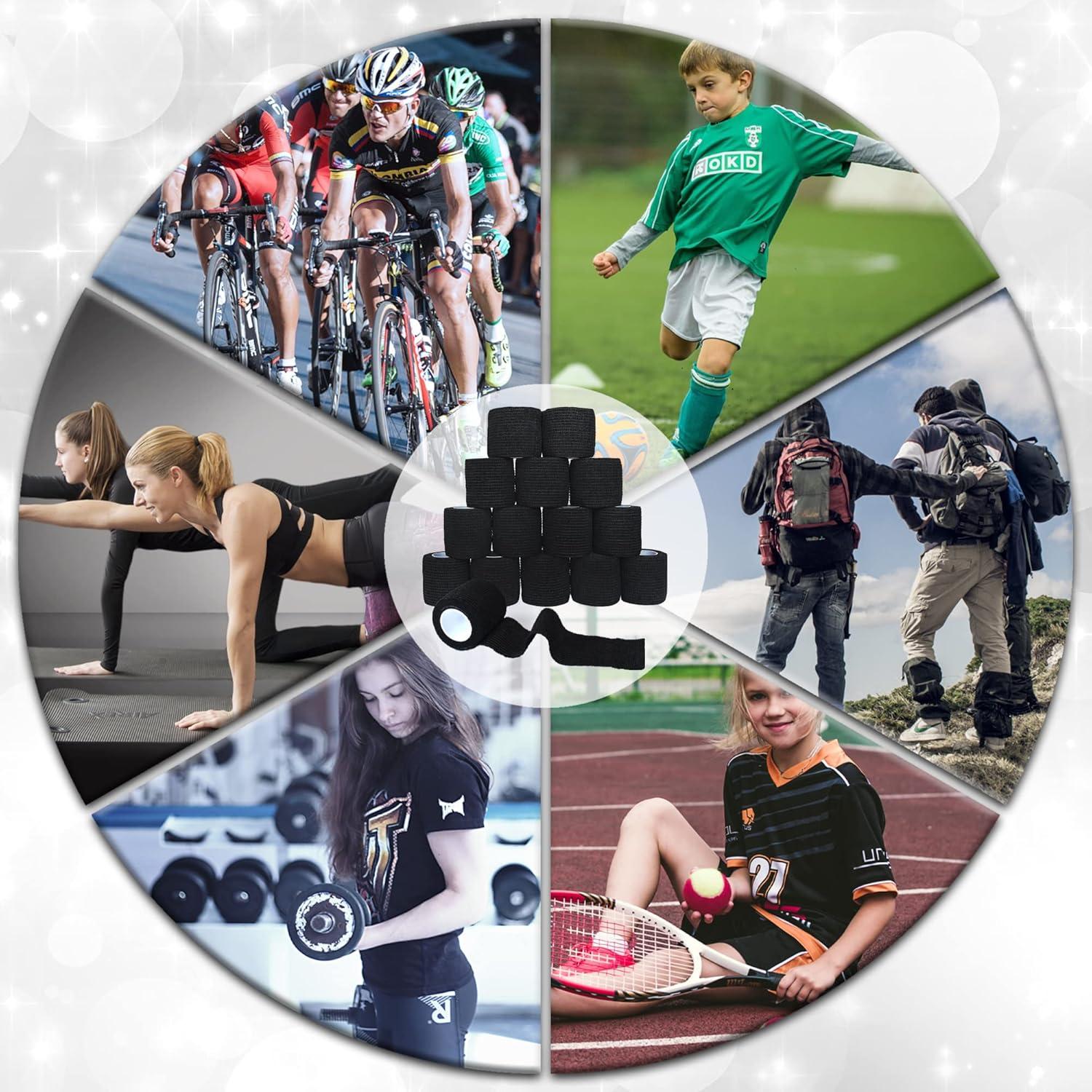 Paquete de 15 Rollos de Venda Cohesiva 5,08 cm x 4,57 m Negro