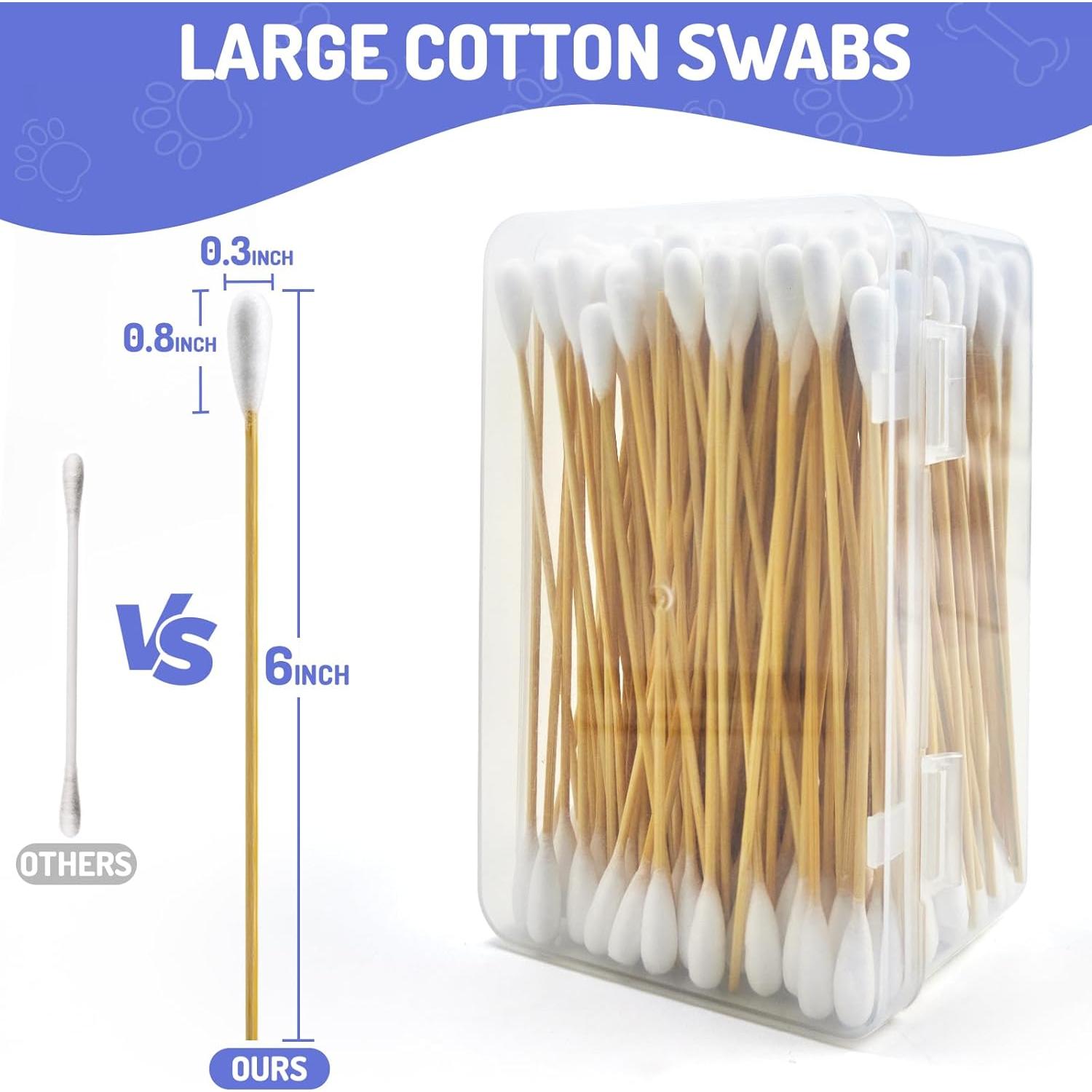 200 Bastones de Algodón Grandes para Oídos de Perro XTM