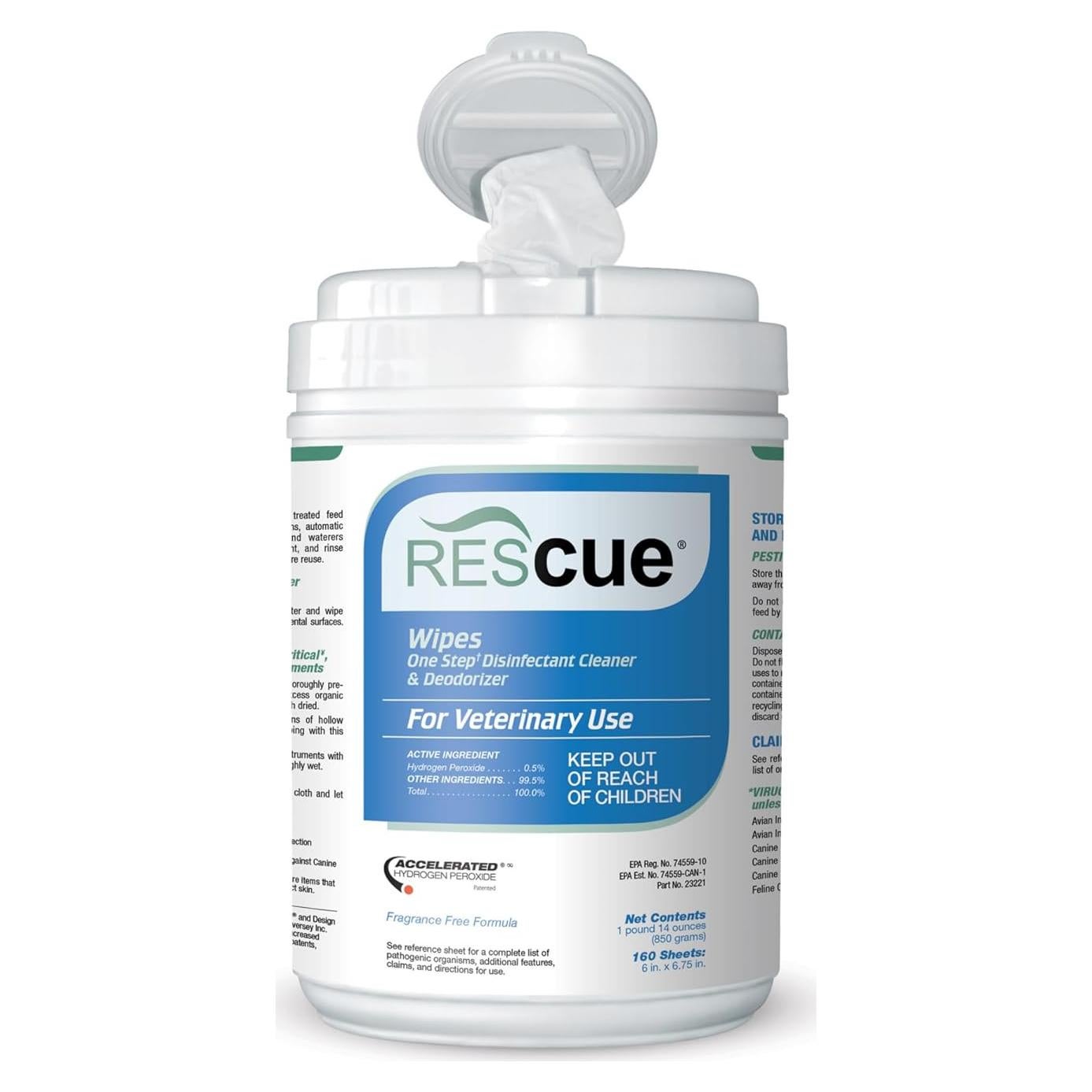 Toallitas Desinfectantes REScue para Mascotas - 160 Unidades