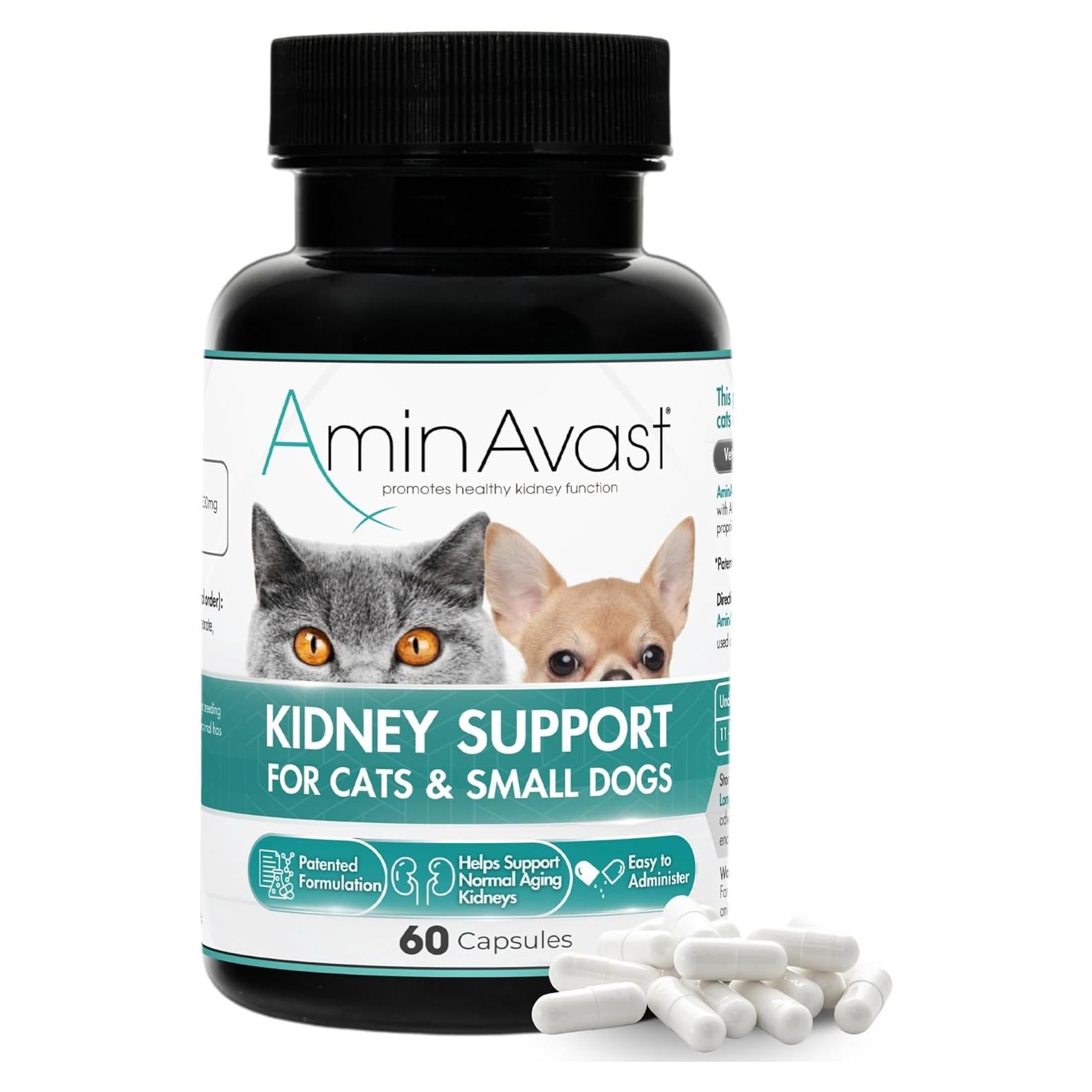 AminAvast Suplemento para Riñones Perros y Gatos 300mg 60 Cápsulas