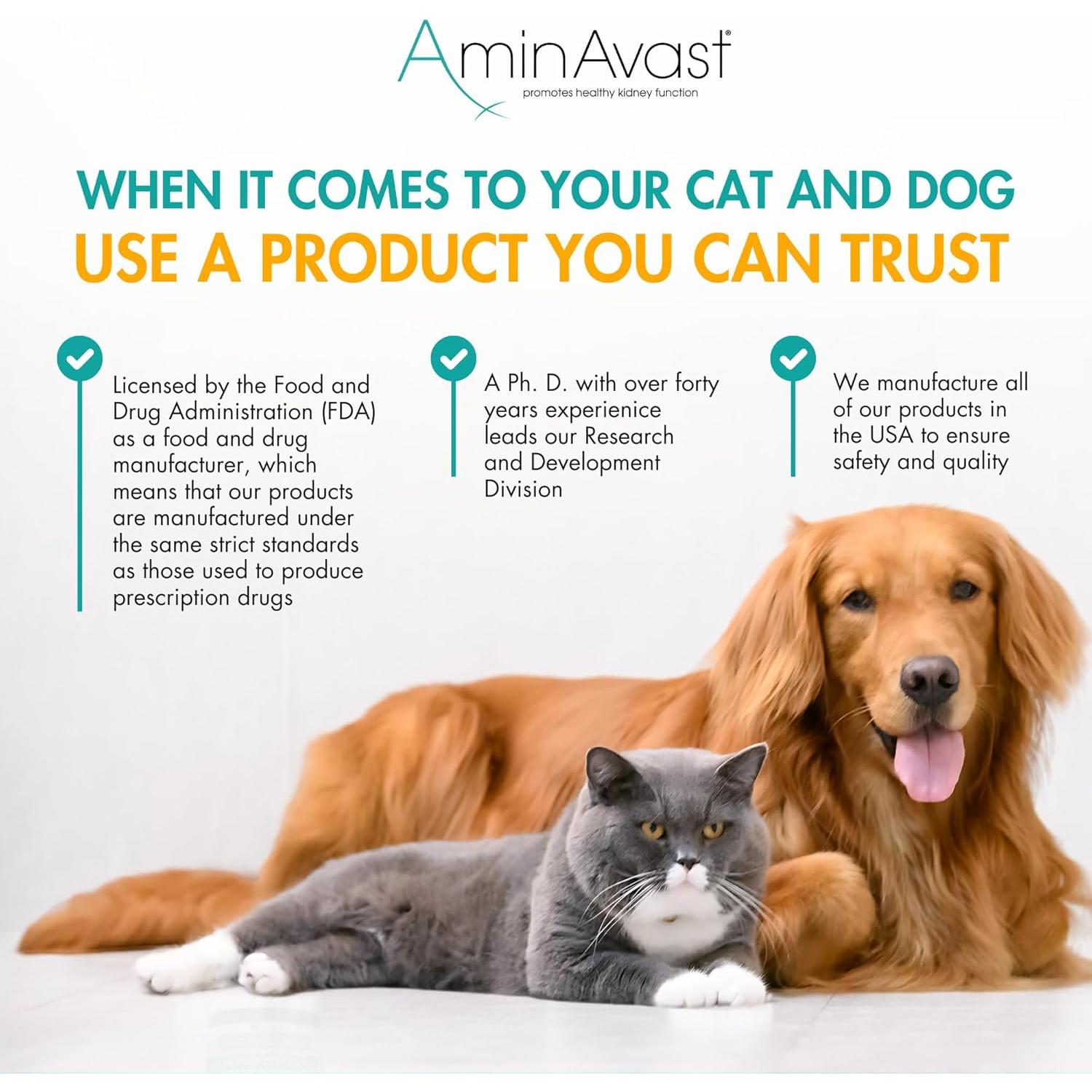 AminAvast Suplemento para Riñones Perros y Gatos 300mg 60 Cápsulas