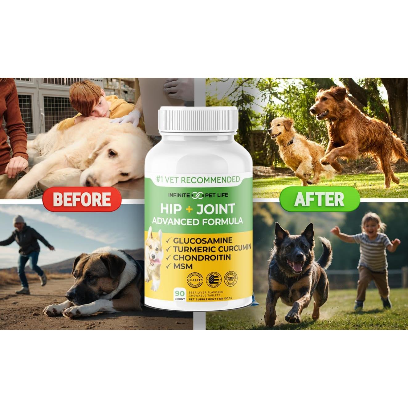 Suplemento Articular para Perros Grandes Infinite Pet 90 Tabletas