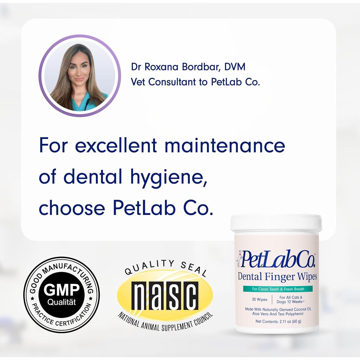 Toallitas Dentales para Dedos PetLab Co. - Higiene Oral Mascotas