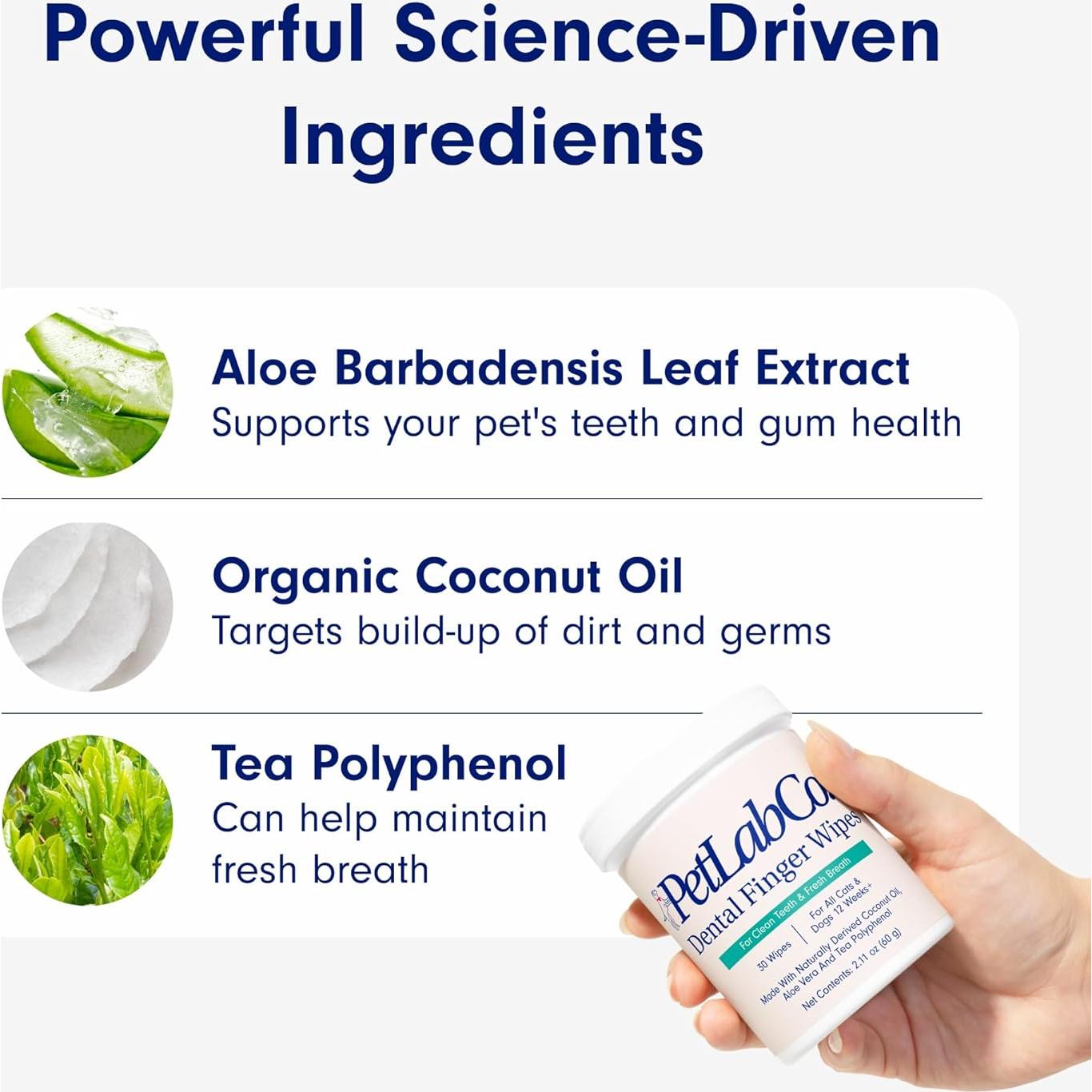 Toallitas Dentales para Dedos PetLab Co. - Higiene Oral Mascotas