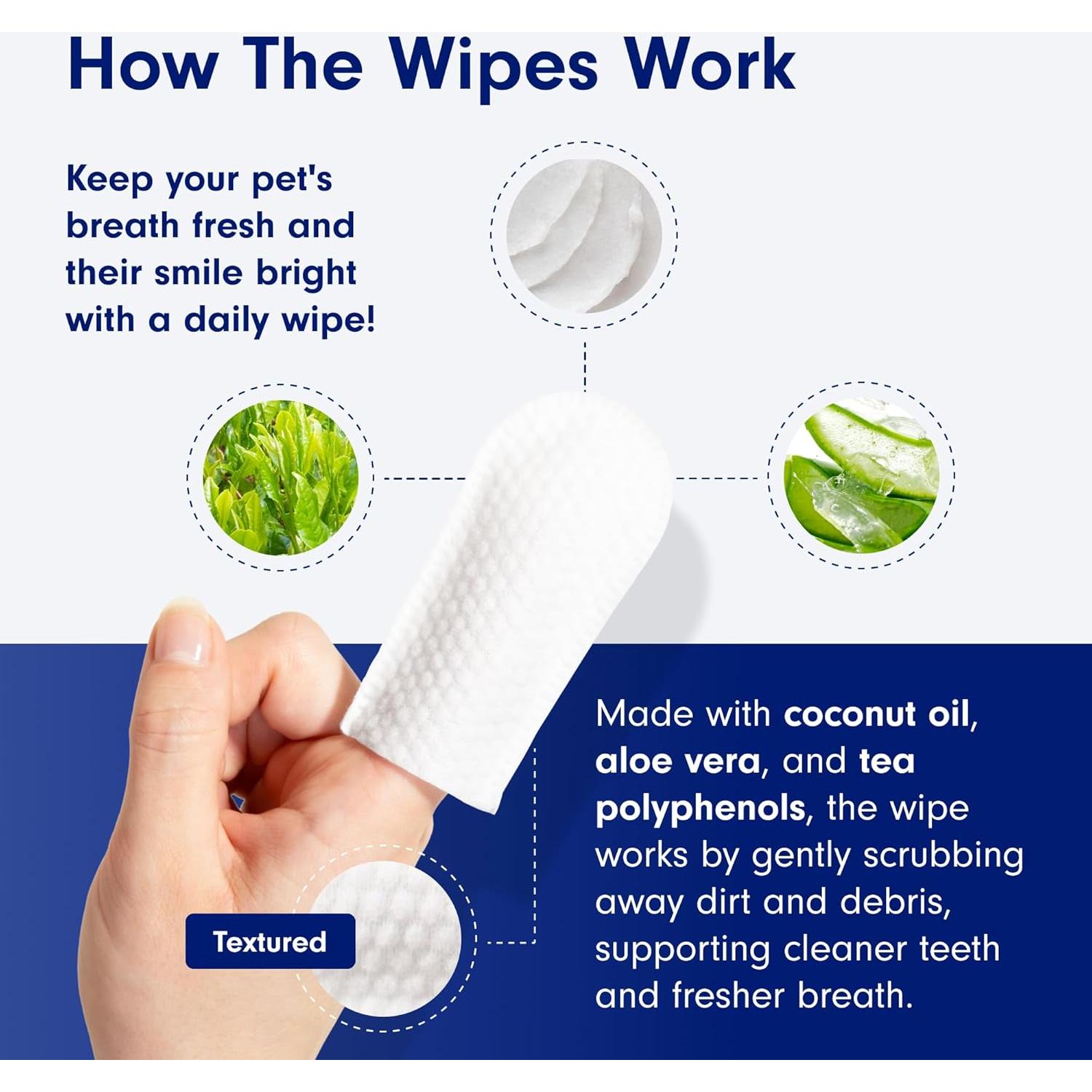 Toallitas Dentales para Dedos PetLab Co. - Higiene Oral Mascotas