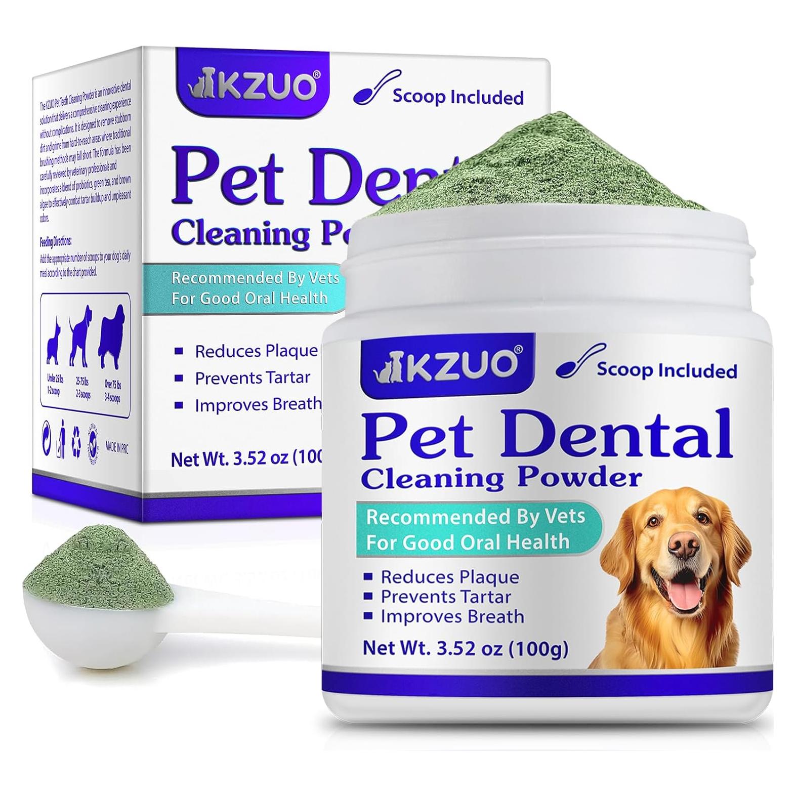 Polvo Dental KZUO para Perros y Gatos - Limpieza Efectiva