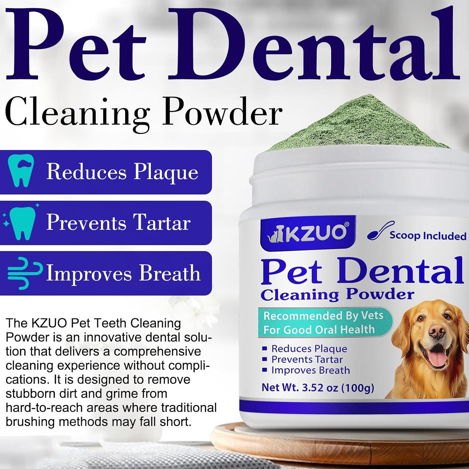 Polvo Dental KZUO para Perros y Gatos - Limpieza Efectiva
