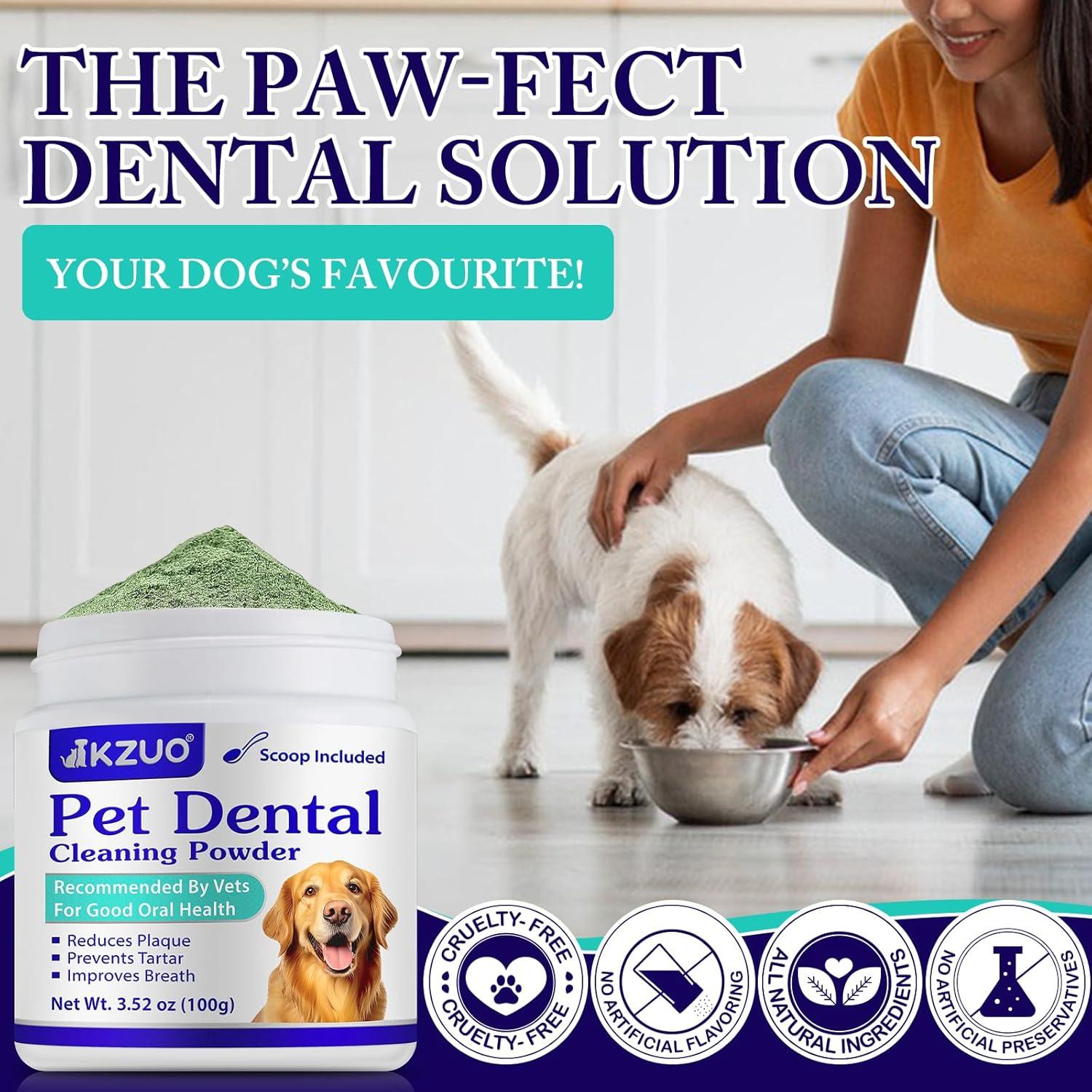 Polvo Dental KZUO para Perros y Gatos - Limpieza Efectiva