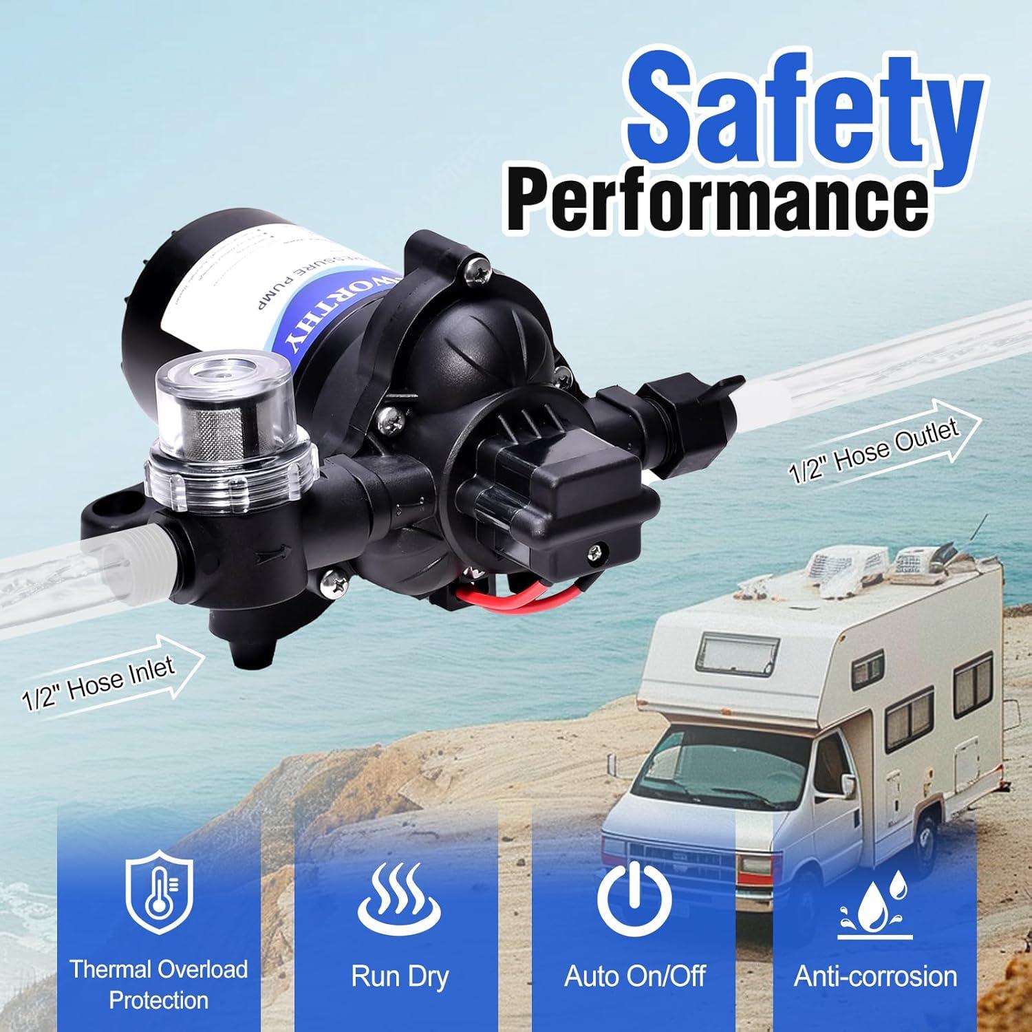 Bomba de Diafragma ECO-WORTHY 12V 4.0GPM 45PSI Silenciosa