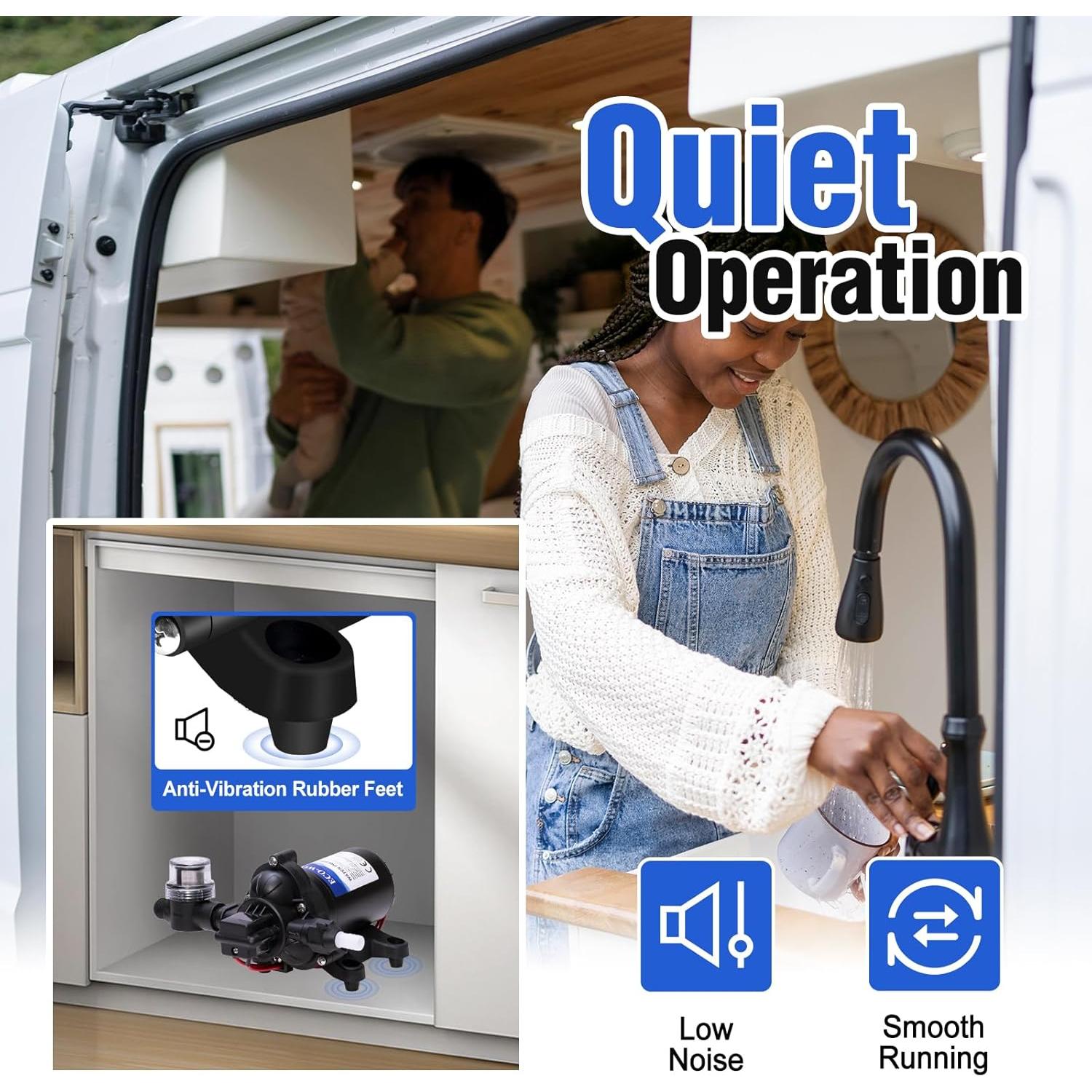 Bomba de Diafragma ECO-WORTHY 12V 4.0GPM 45PSI Silenciosa