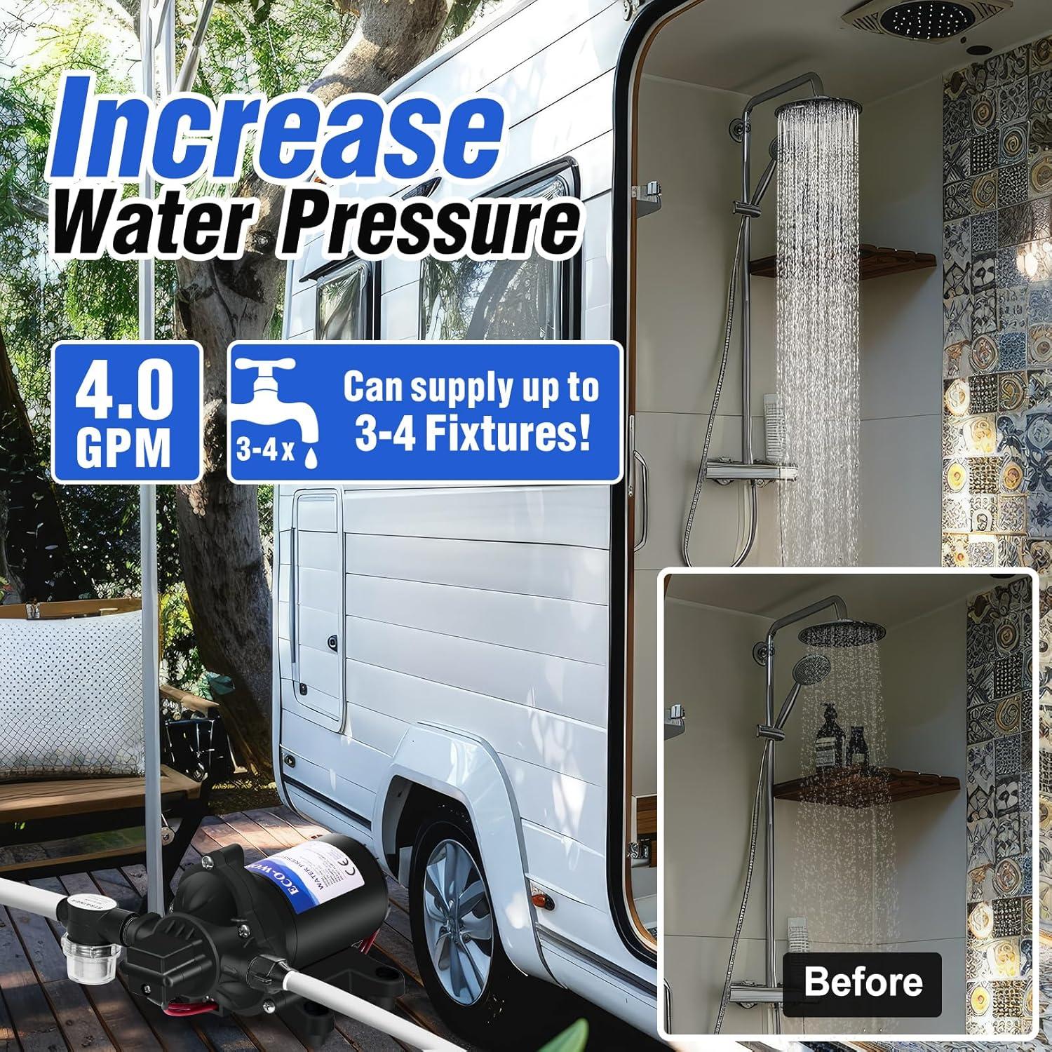 Bomba de Diafragma ECO-WORTHY 12V 4.0GPM 45PSI Silenciosa