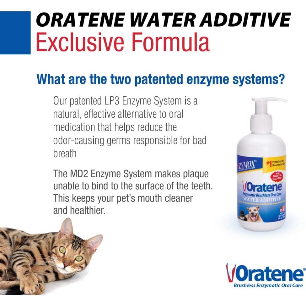 Aditivo de Agua ZYMOX Oratene para Perros y Gatos 226g