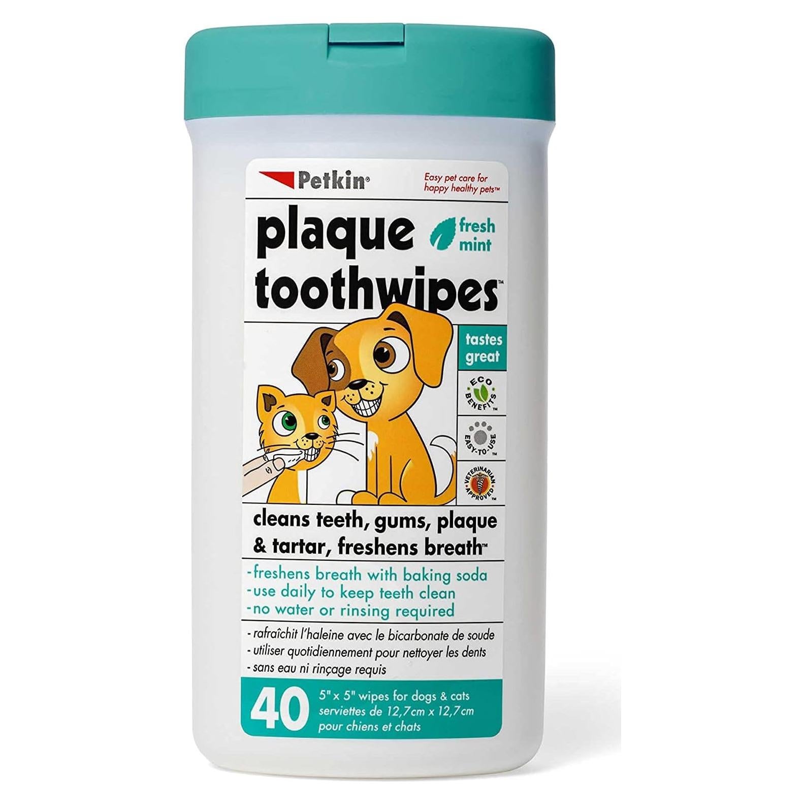 Toallitas Dentales Petkin para Gatos y Perros - 40 Unidades