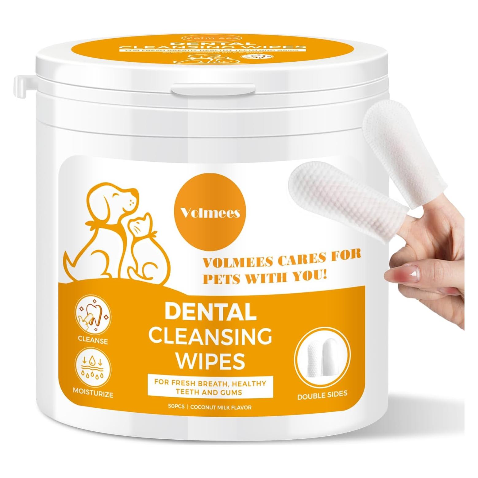 Toallitas Dentales Volmees para Perros y Gatos 50 Piezas