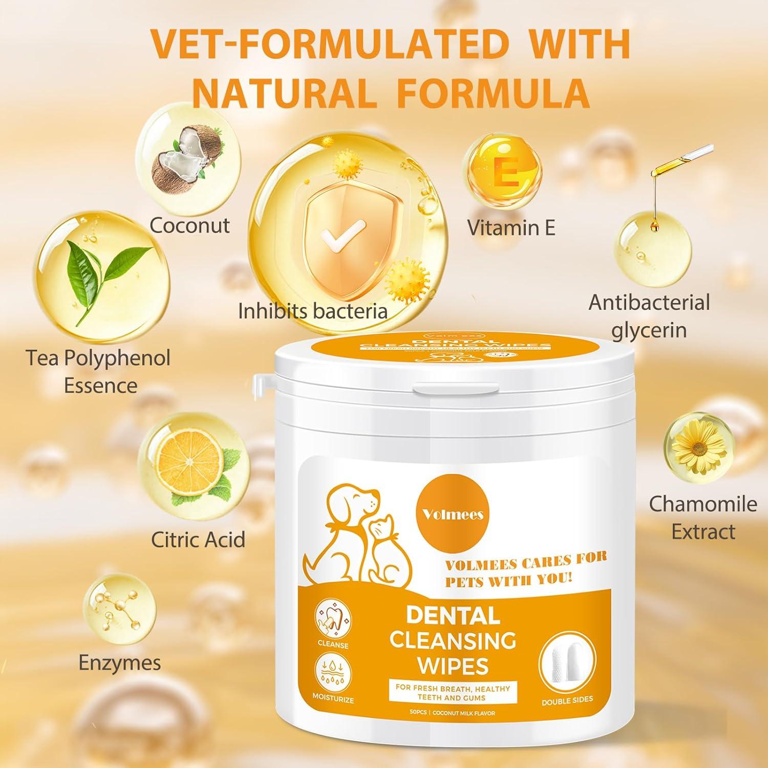 Toallitas Dentales Volmees para Perros y Gatos 50 Piezas