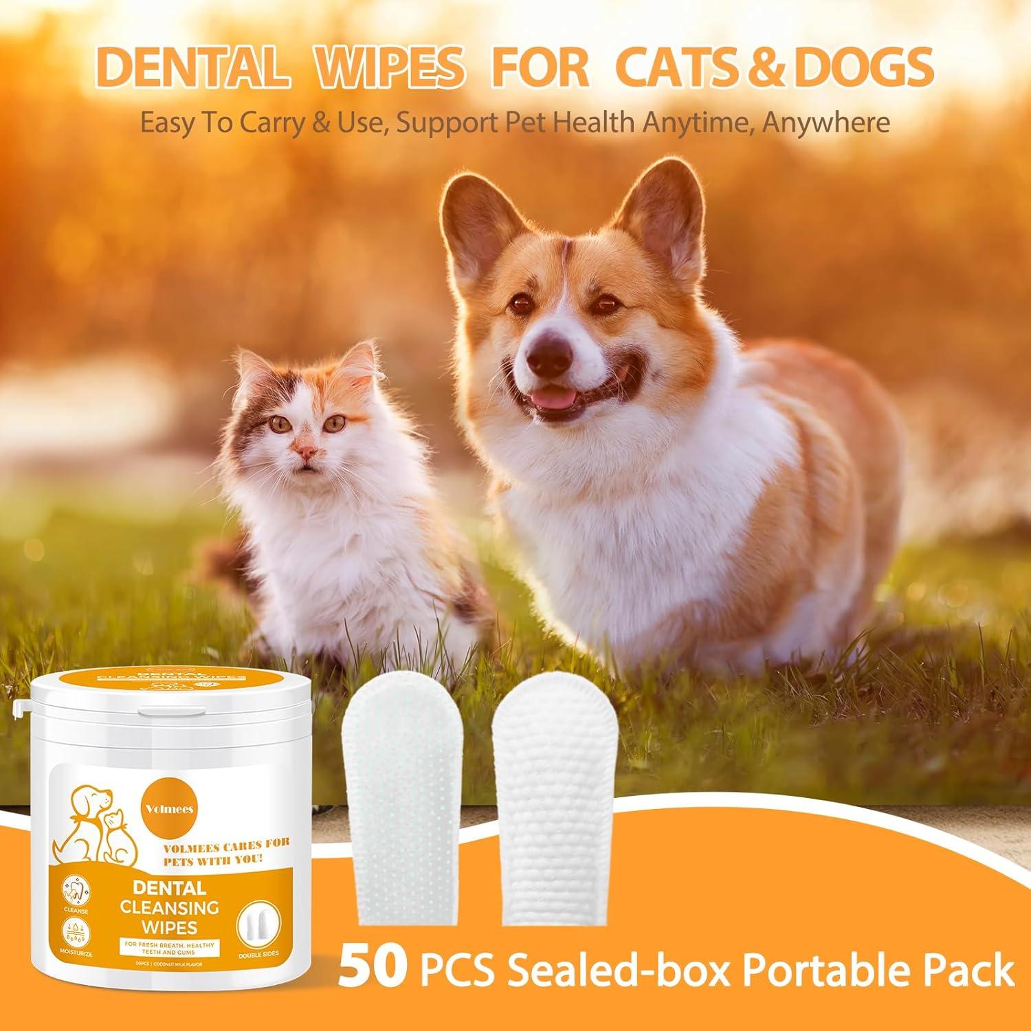 Toallitas Dentales Volmees para Perros y Gatos 50 Piezas