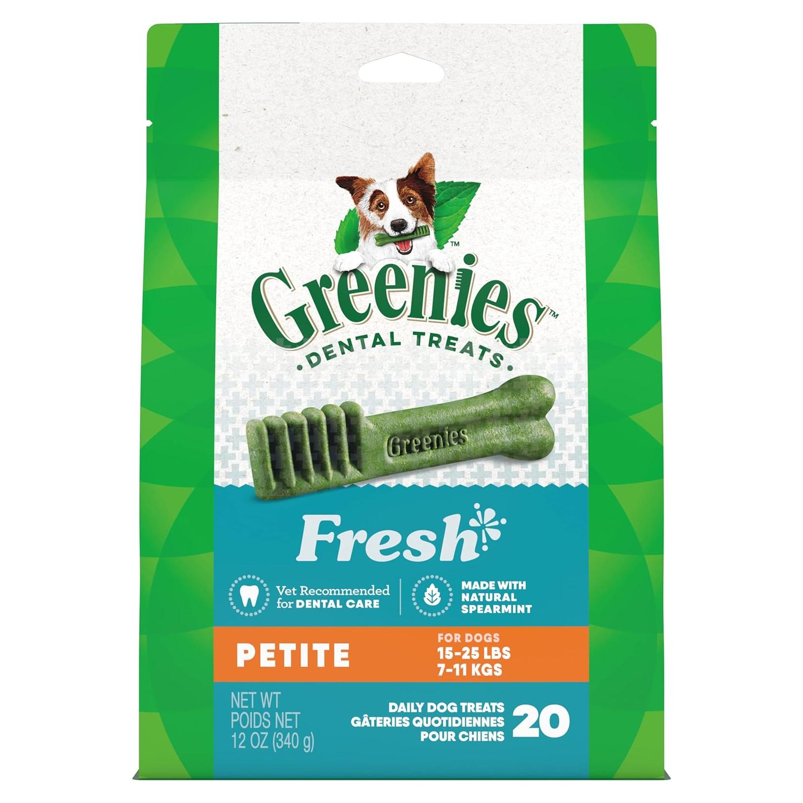 Golosinas Dentales Greenies para Perros 340g Sabor Menta