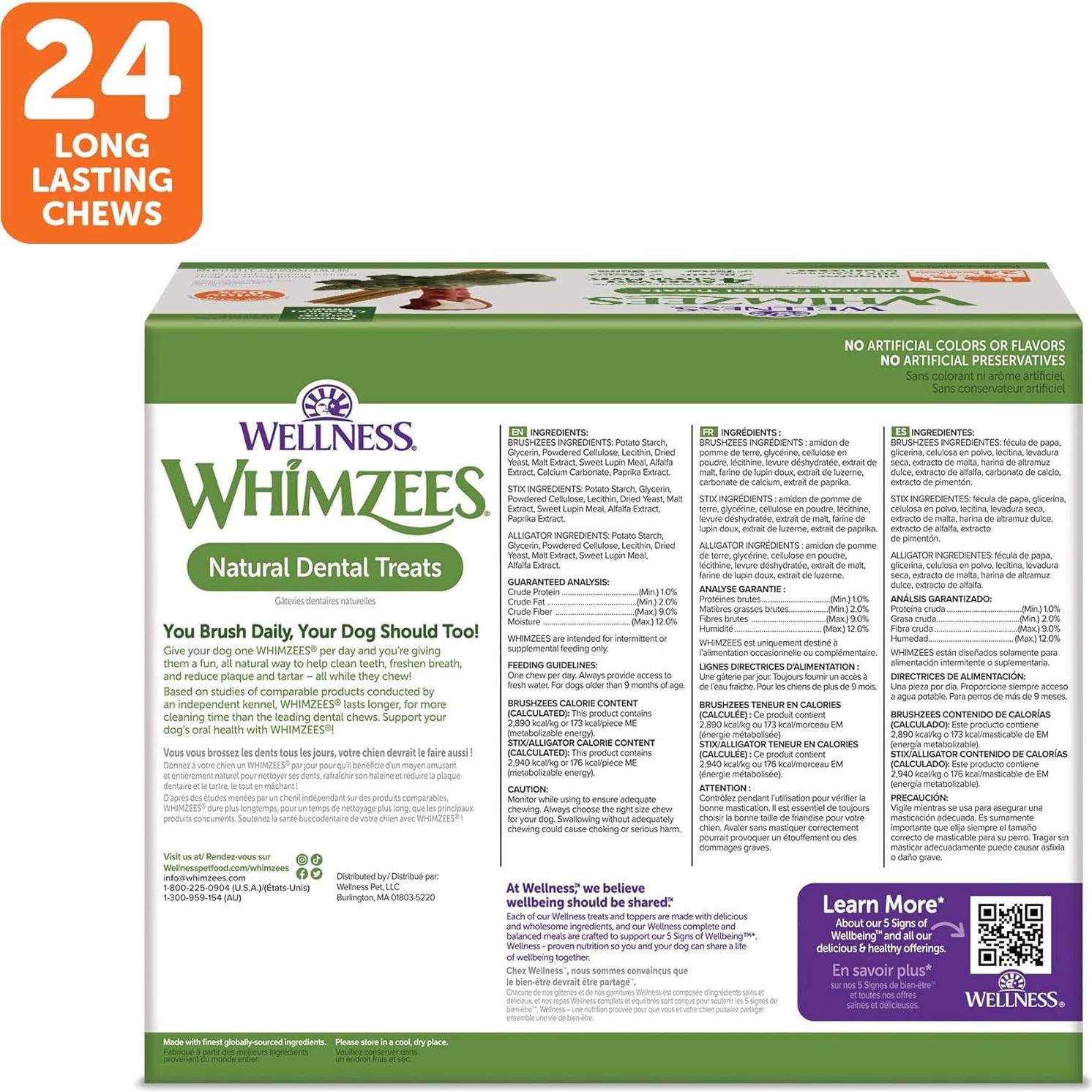Golosinas Dentales Naturales Wellness WHIMZEES 24 Unidades