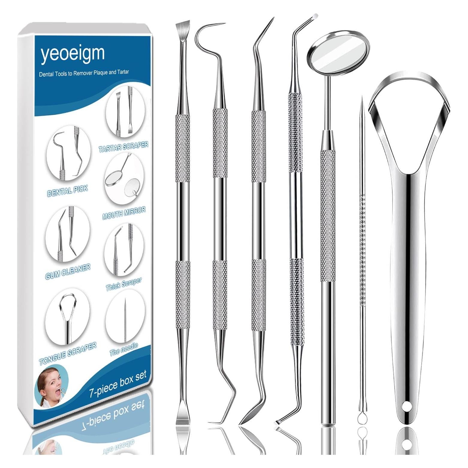 Juego de 7 herramientas dentales YeoEigm - Acero inoxidable