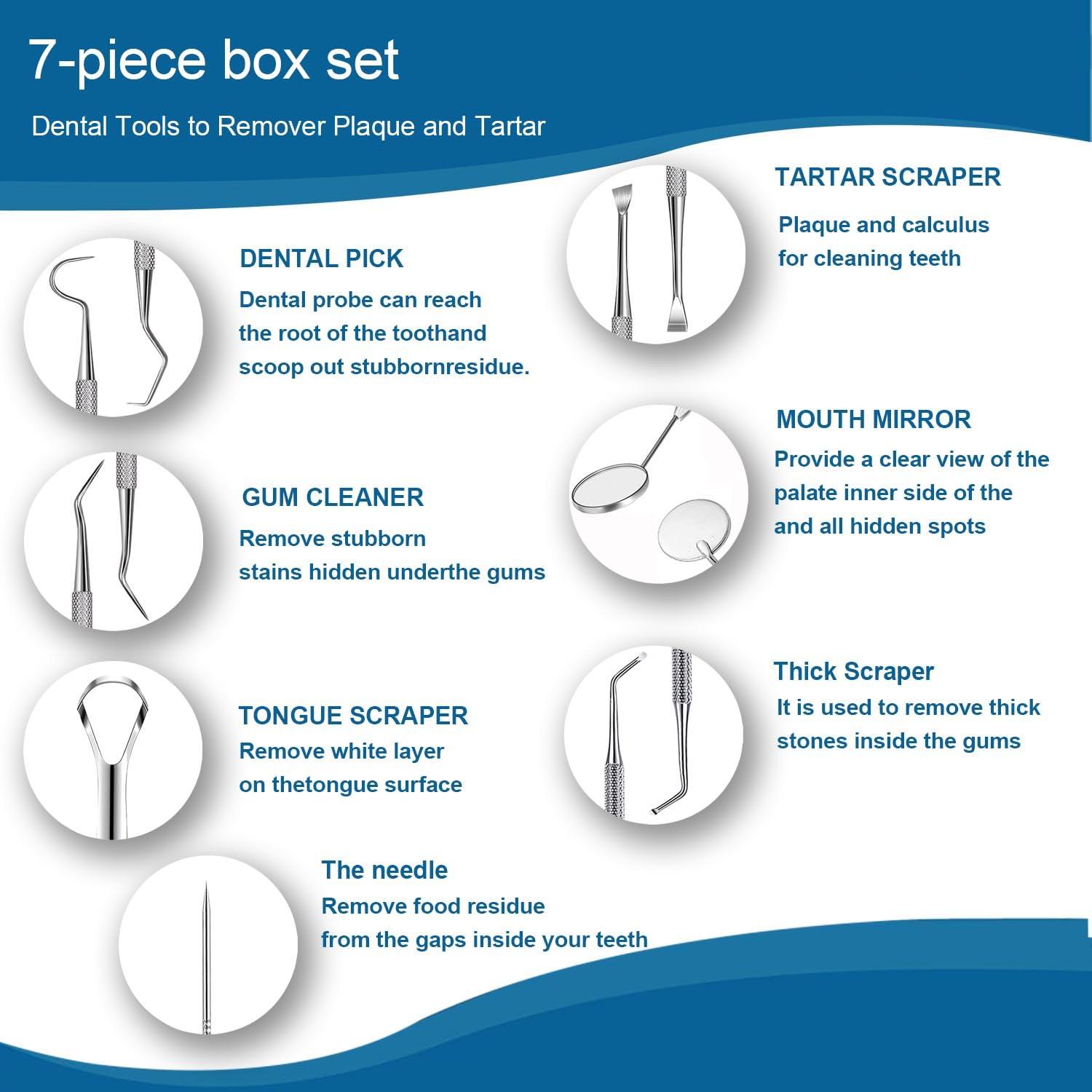 Juego de 7 herramientas dentales YeoEigm - Acero inoxidable