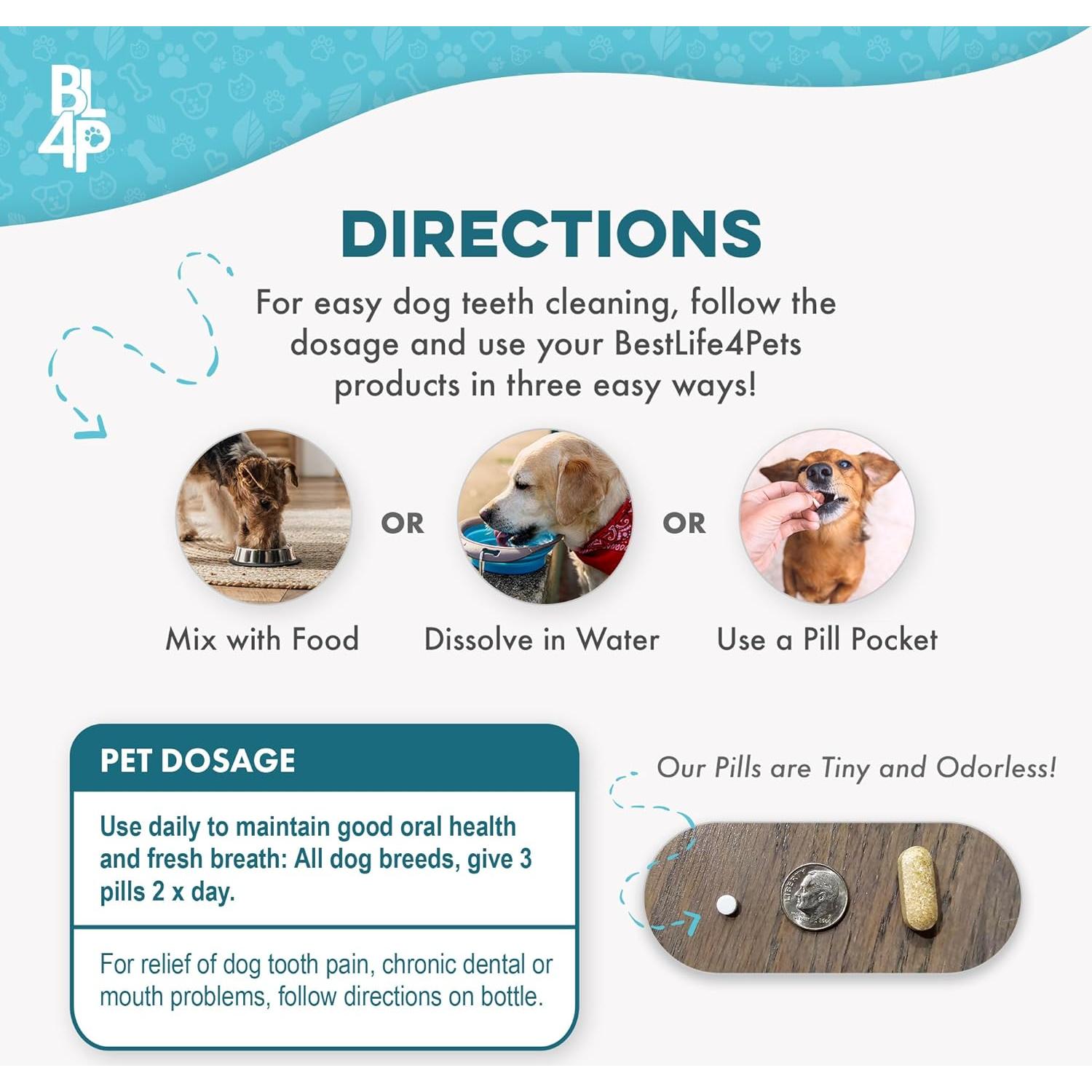 Suplemento Natural para Mal Aliento Canino BestLife4Pets 400 Pastillas