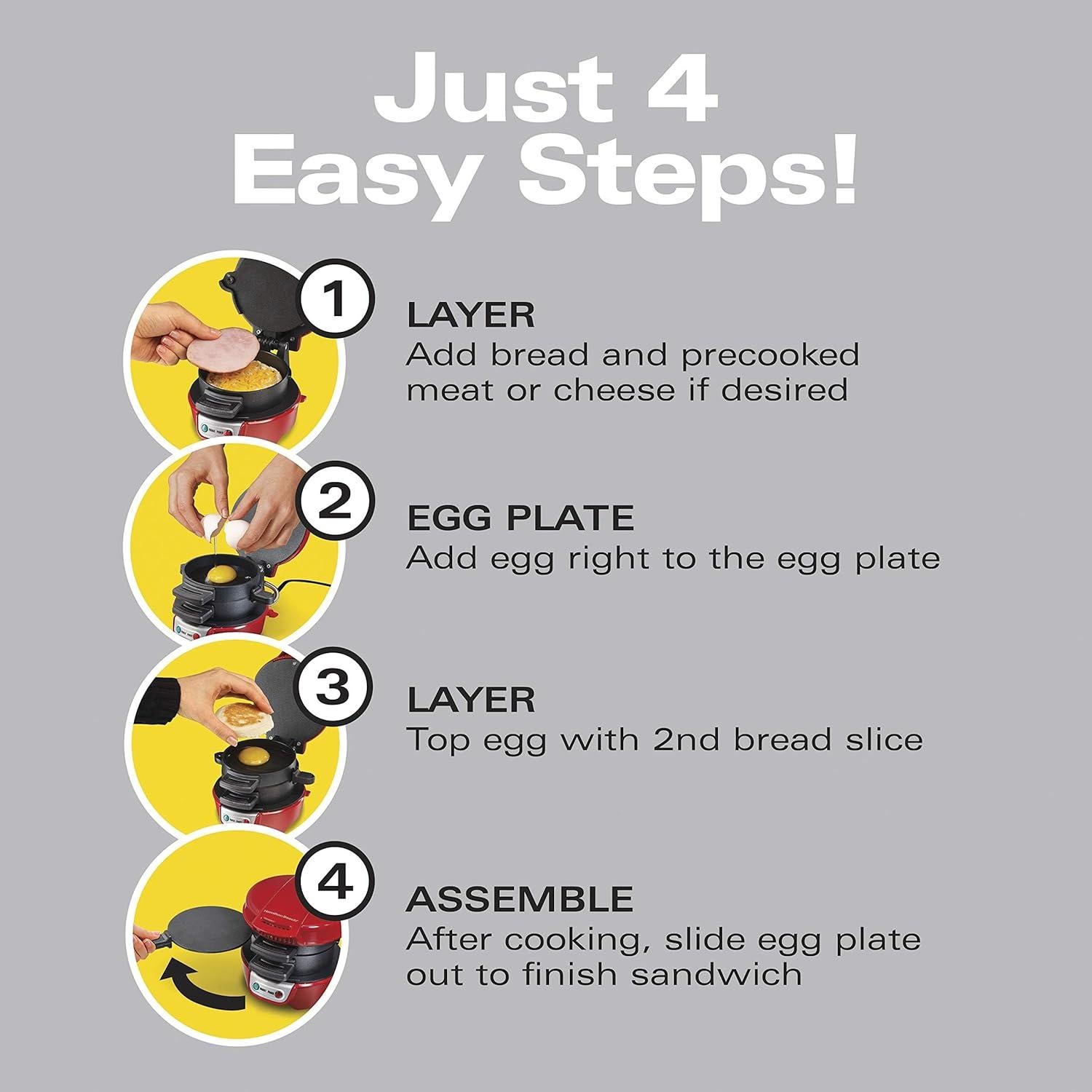 Maker de Sándwiches Hamilton Beach Rojo 1.36 kg 650W