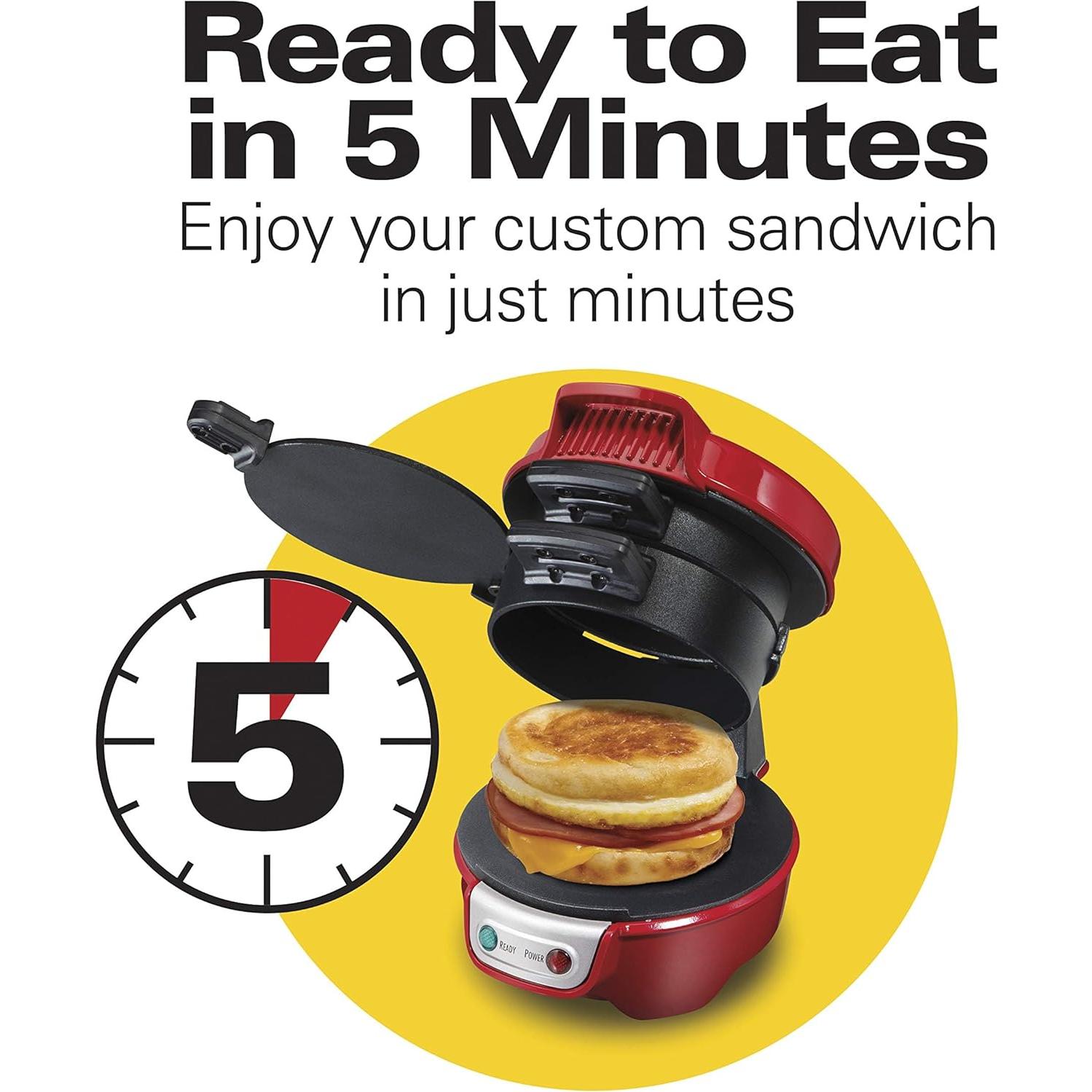 Maker de Sándwiches Hamilton Beach Rojo 1.36 kg 650W