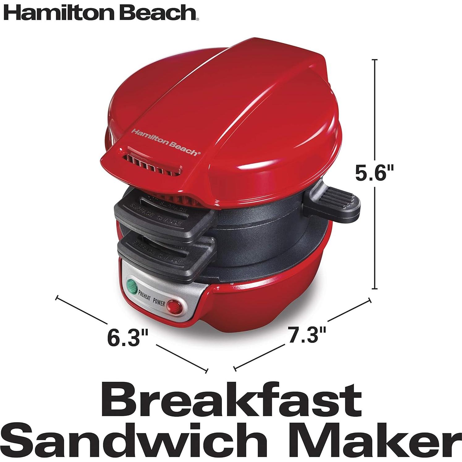Maker de Sándwiches Hamilton Beach Rojo 1.36 kg 650W