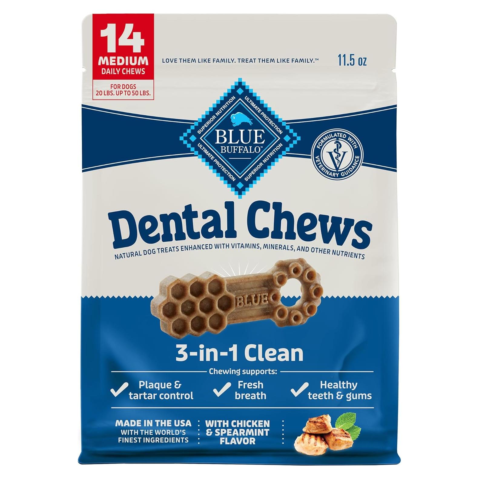 Chews Dentales Medianos Blue Buffalo para Perros 14 Unidades