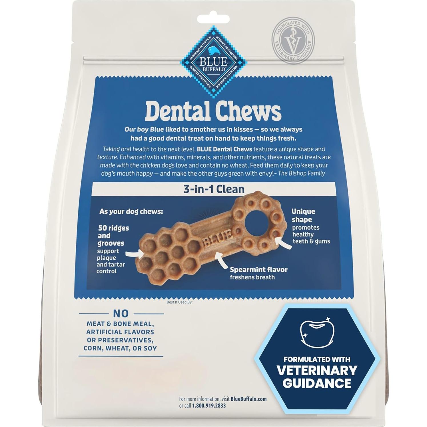 Chews Dentales Medianos Blue Buffalo para Perros 14 Unidades